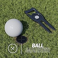 Vista 4 de Blue Tees Golf Herramienta de Divot y Marcador de Pelota Premium 6 en 1 - Abrebotellas - Tee de Club - Limpiador de Surcos - Alineación de Putting