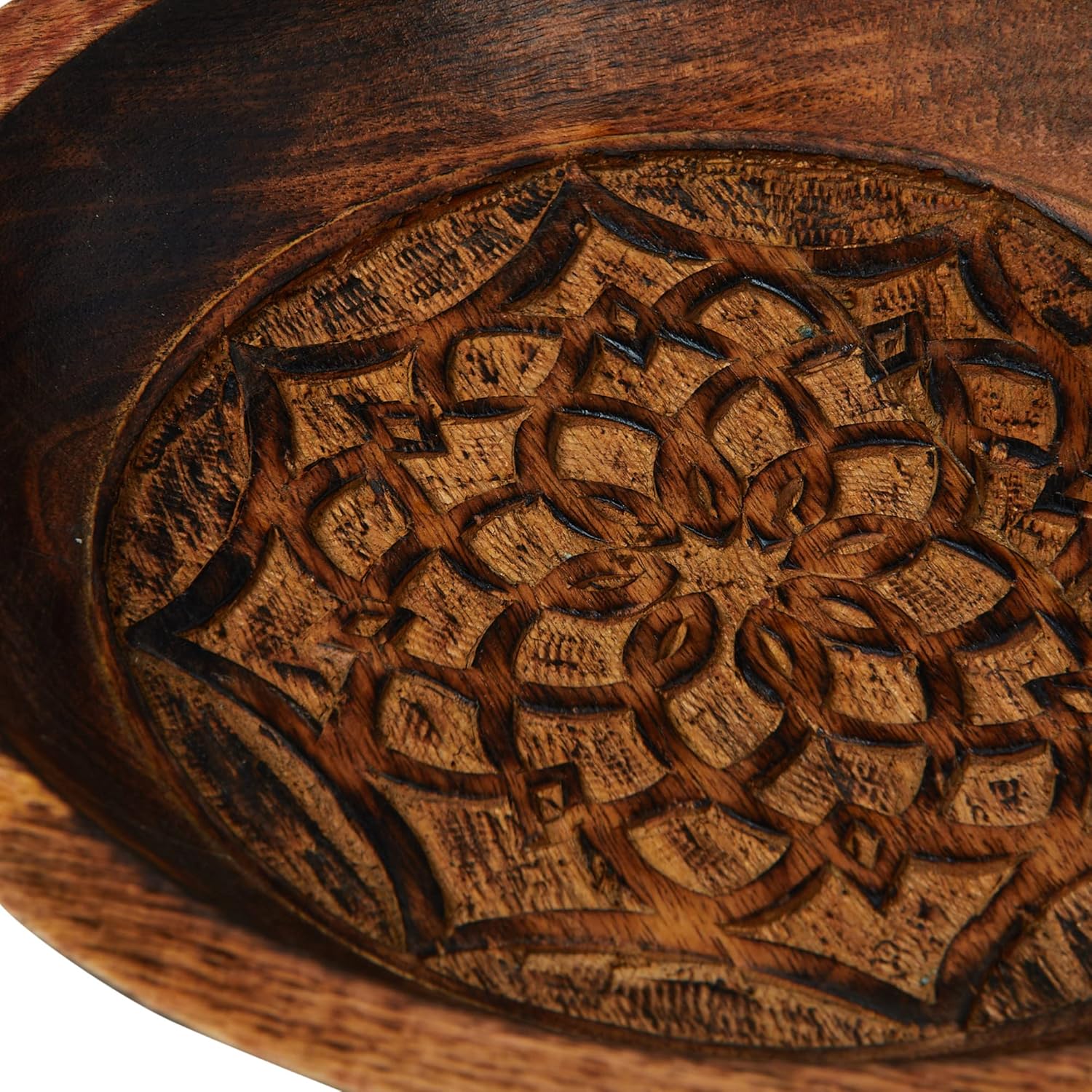 Handcrafted Burnt Finish Mango Wood Serving Bowl