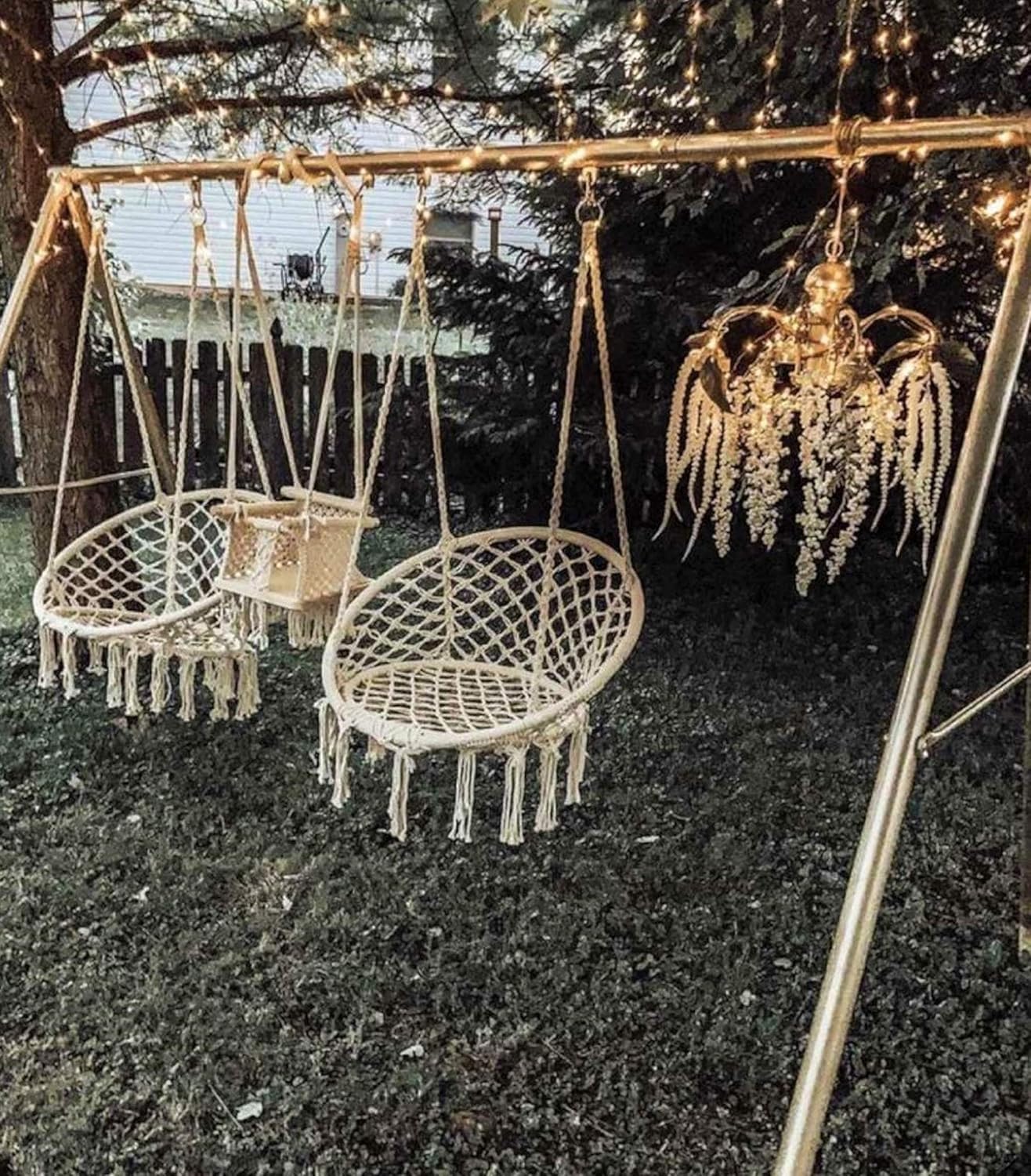 Namaste Macrame Hanging Chair | Indoor/Outdoor Cotton Woven Hammock Chair | Beige | 265 lbs Capacity | Includes Free Hardware Hanging Kit