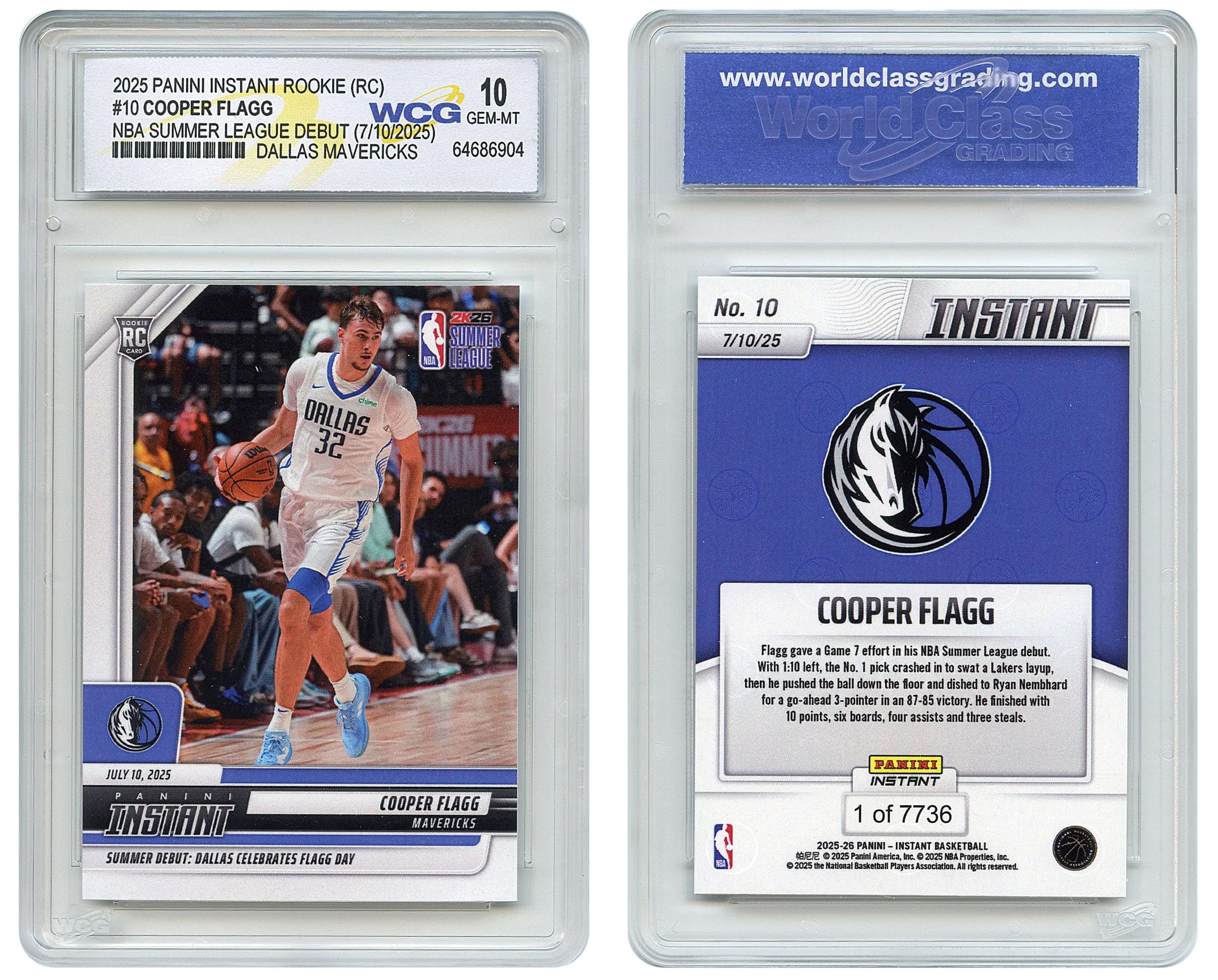 Amazon.com: 2025 Panini Cooper Flagg Rookie Card #10 NBA Summer 