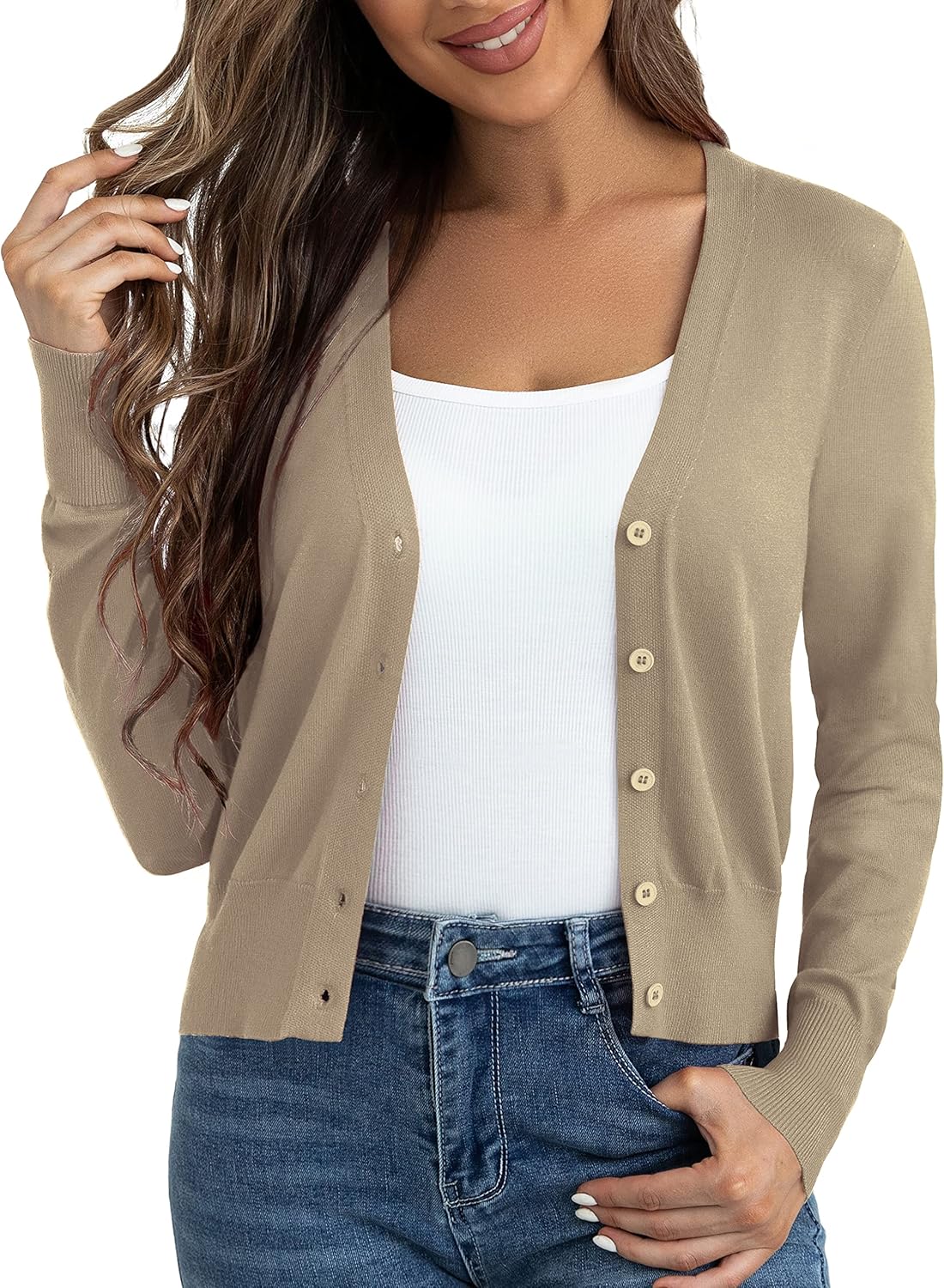 Ahlaray Women's Cropped Cardigans Sweaters Button Down Open Front Bolero Shrugs for Dresses, S-XL