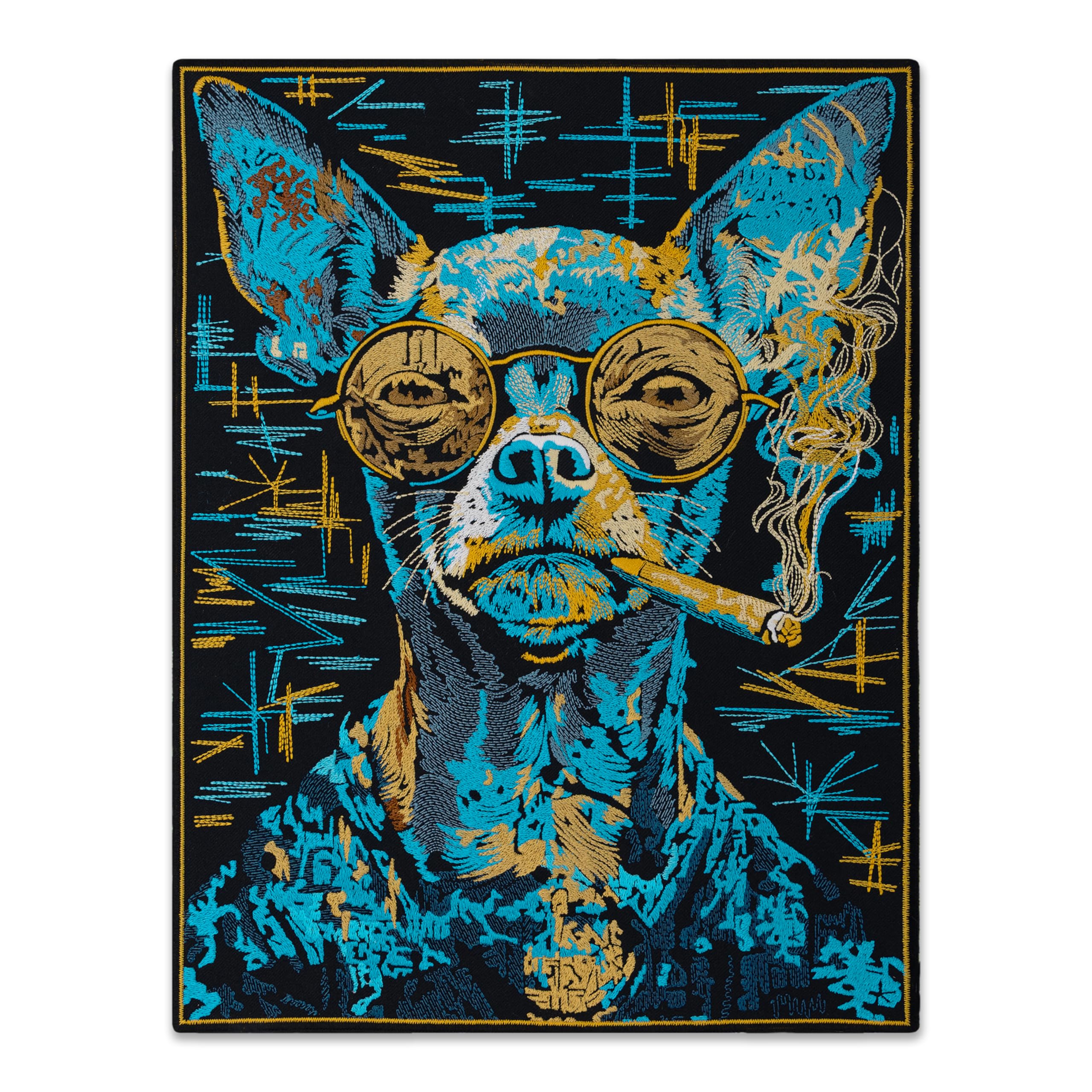 EMBROVERSE Rauchender Chihuahua Aufnäher, Bestickt zum Aufbügeln