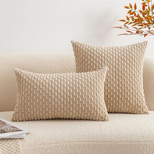 Miniatura 4 de UGASA - Funda de almohada decorativa de pana suave de Navidad de 12 x 20 pulgadas, estilo bohemio, a rayas, rectangular, decoración moderna del