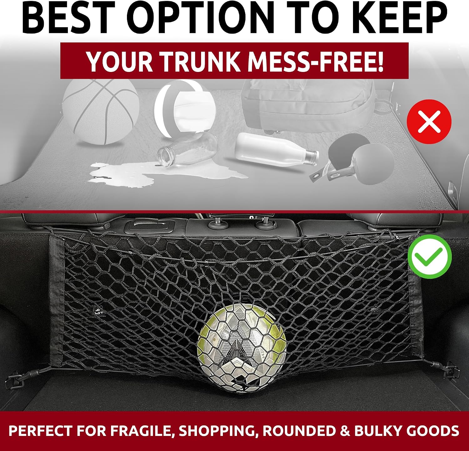 Envelope Style Automotive Trunk Mesh Cargo Net for Kia EV6 Light Wind GT-Line 2022-2025 - Premium Trunk Organizer and Storage - Luggage Net for Crossover - Best Car Organizer for Kia EV6