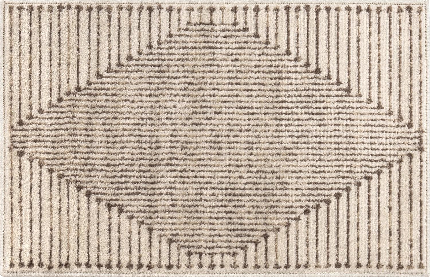 Rugshop Beige and Brown Geometric Area Rug – Soft Abstract Line Pattern Carpet for Living Room, Bedroom, or Office – Contemporary Neutral Decor Accent 2' x 3' Beige