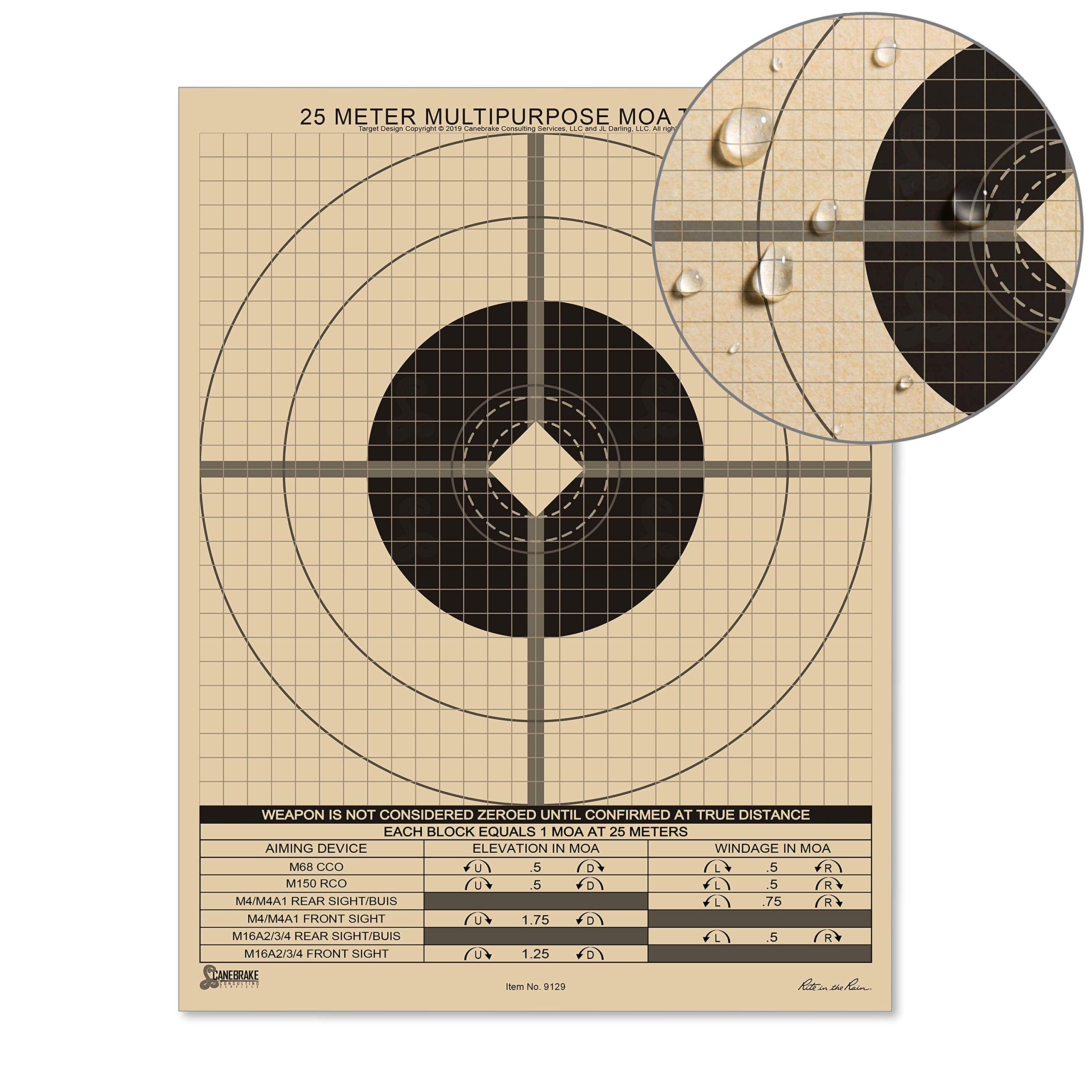 25m Zeroing Target - True-MOA, Multipurpose, 8.5" x 11"