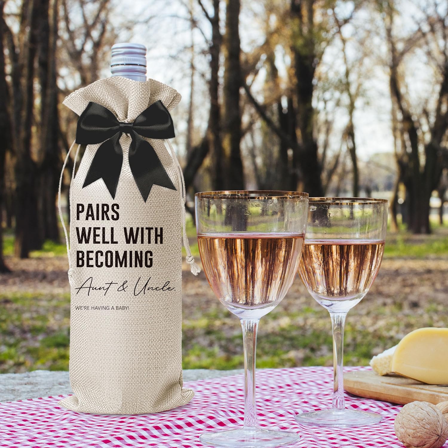 Funny Pregnancy Announcement Wine Bag, Aunt And Uncle Baby Announcement Ideas, New Mom Dad Gifts for Pregnancy Reveal, Pairs Well with Becoming An Aunt And Uncle Wine Bottle Gift Bags-B12 - Image 5