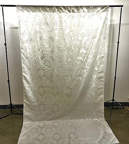 Miniatura 13 de New Creations Fabric & Foam Inc, panel de cortina de tafetán flocado de damasco, juego de 1, (negro sobre cobre, 5 pies de ancho x 10 pies de alto)