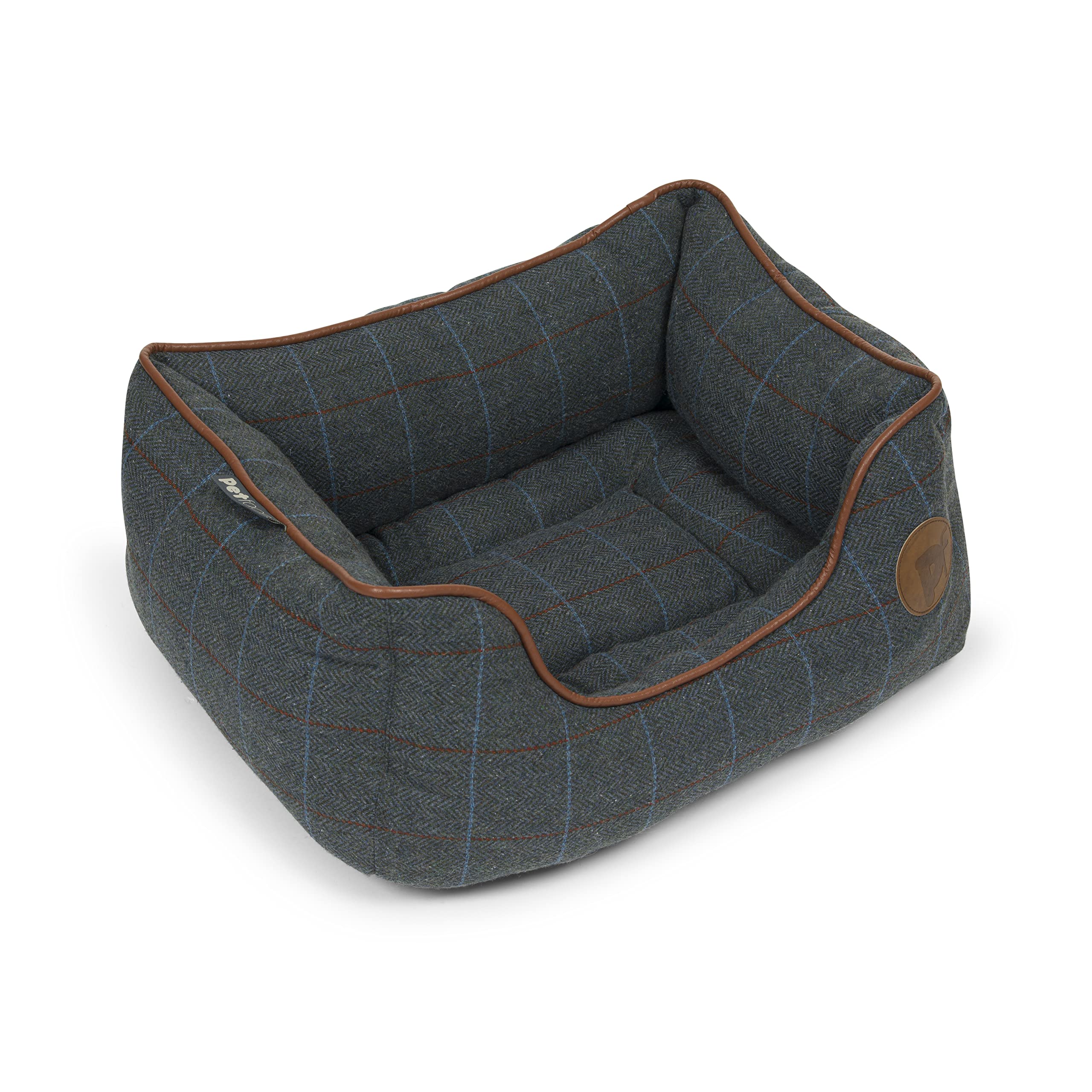 Petface Twilight Tweed Square Dog Bed with Reversible Cushion, Small (Pack of 1)