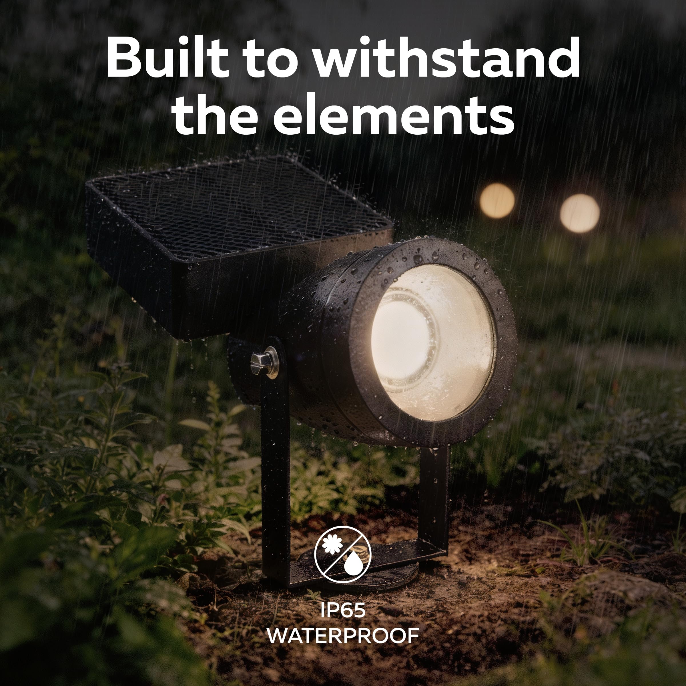 CALEX LED Foco Solar para Jardín Cesena, con Estaca, Luz Blanco Cálido, Impermeable, Recargable con Energía Solar y USB‑C, Negro