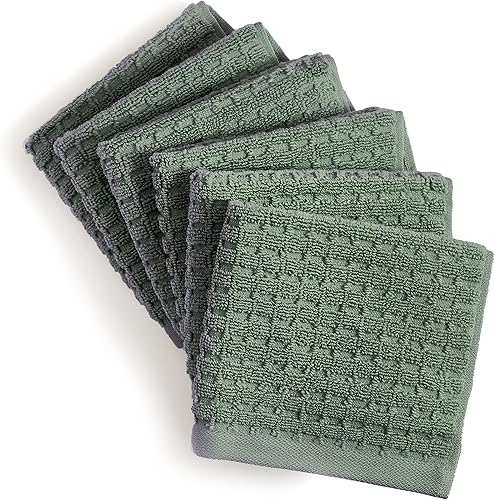 Miniatura 4 de DKNY Toallas 100% algodón de secado rápido, paquete de 6 paños de 12 x 12, musgo