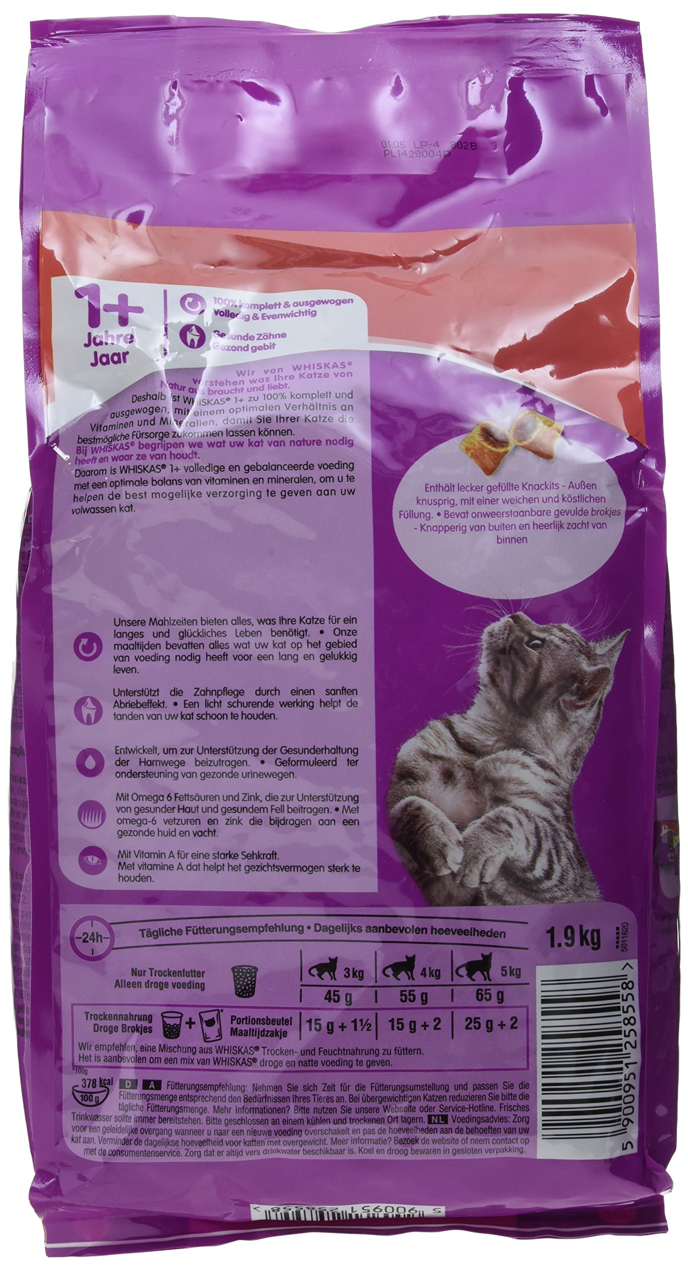 Whiskas 1 cibo per gatti, manzo, confezione da 2 (2 x 1,9 kg)