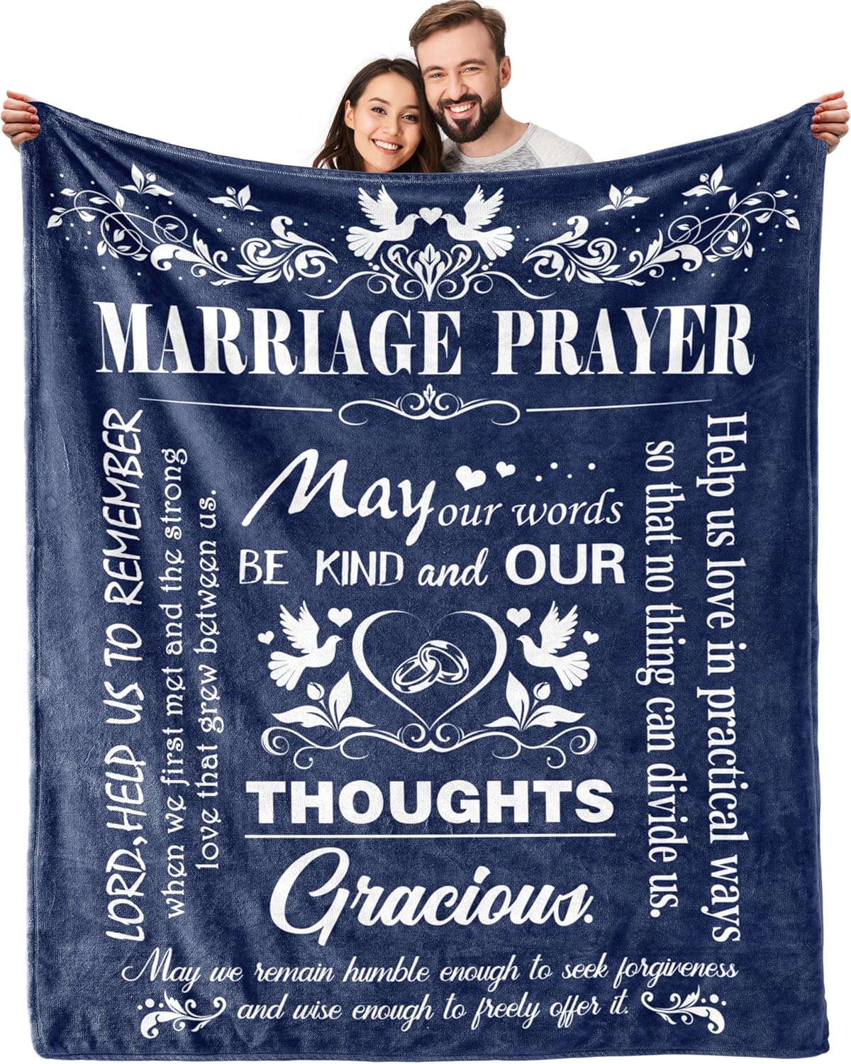 Marriage Prayer, Wedding Gifts for Newlyweds, Marriage Prayer Wedding Gifts 50" x 60" Blankets, Engagement Gifts for Couples Christian Religious Prayer Quote, Bridal Shower Gifts