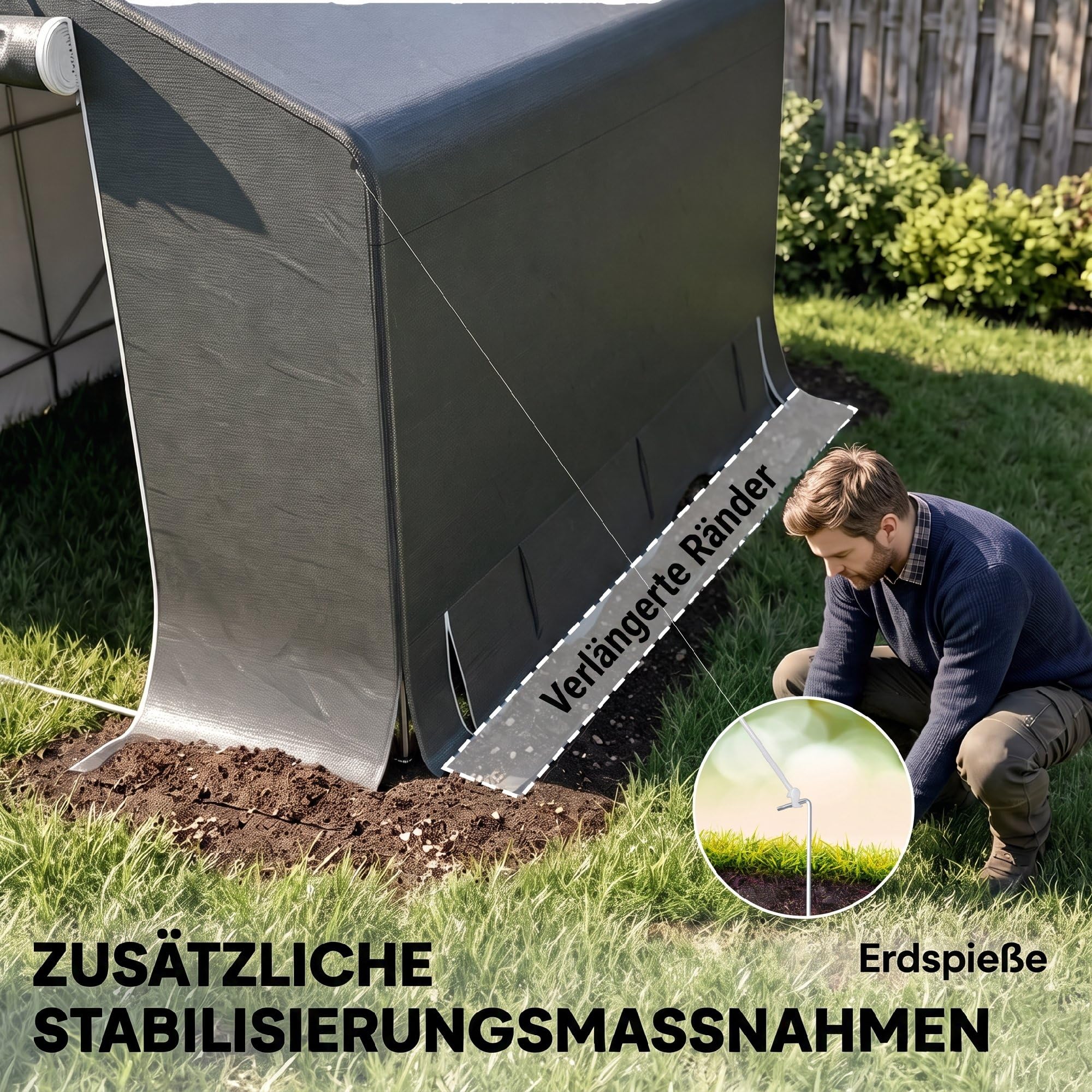 Outsunny Garagenzelt 300 x 300 x 210 cm mit Aufrollbarer Reißverschlusstür