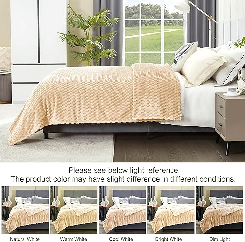 Miniatura 5 de Manta decorativa de forro polar suave para sofá de 50 x 60 pulgadas, lujosa manta de franela de terciopelo con patrón 3D para dormitorio, manta