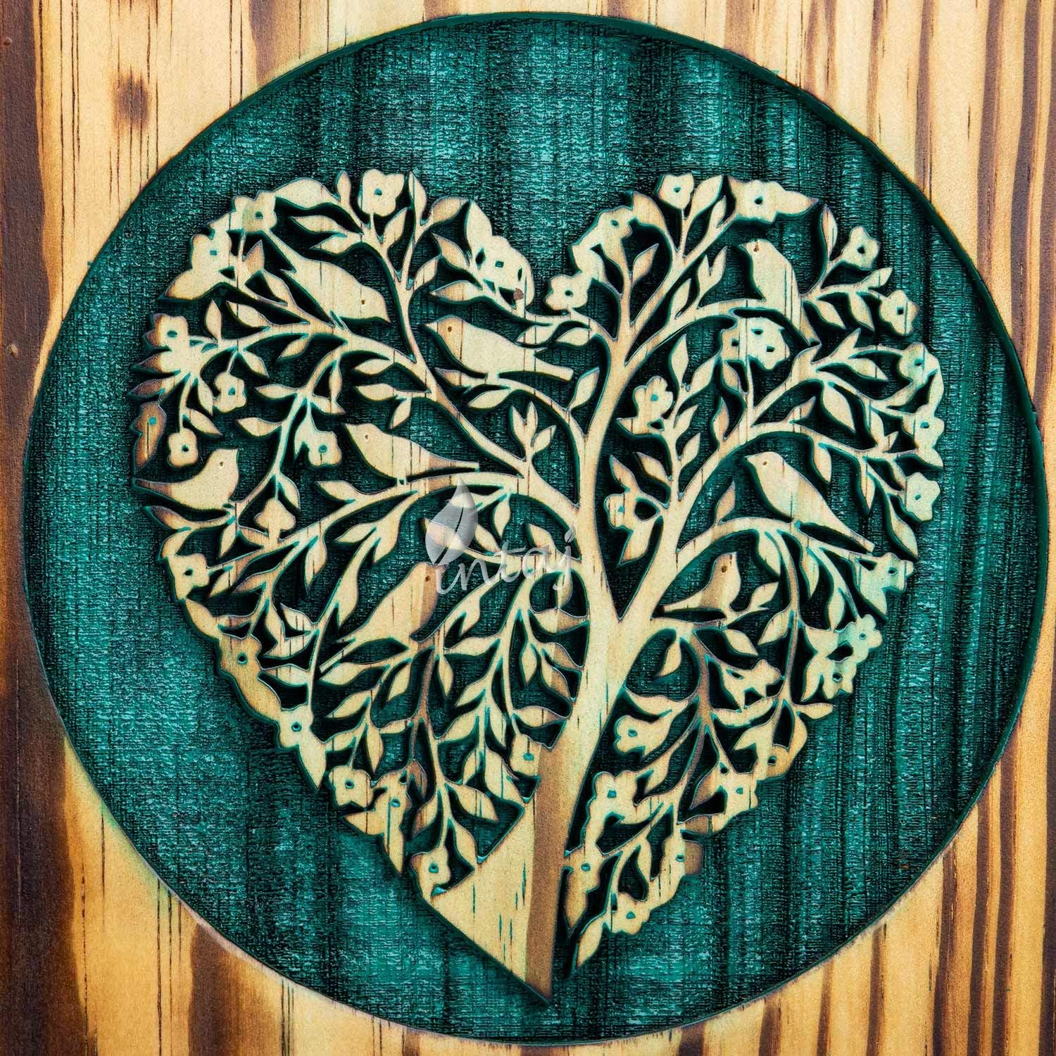 INTAJ Handmade Rosewood Urn for Human Ashes - Adult Tree of Life Wooden Urns Hand-Crafted - Heart Funeral Cremation Urn for Dogs Engraved (Heart Pine, Small - 8Hx4.75W (115 Cu/in))