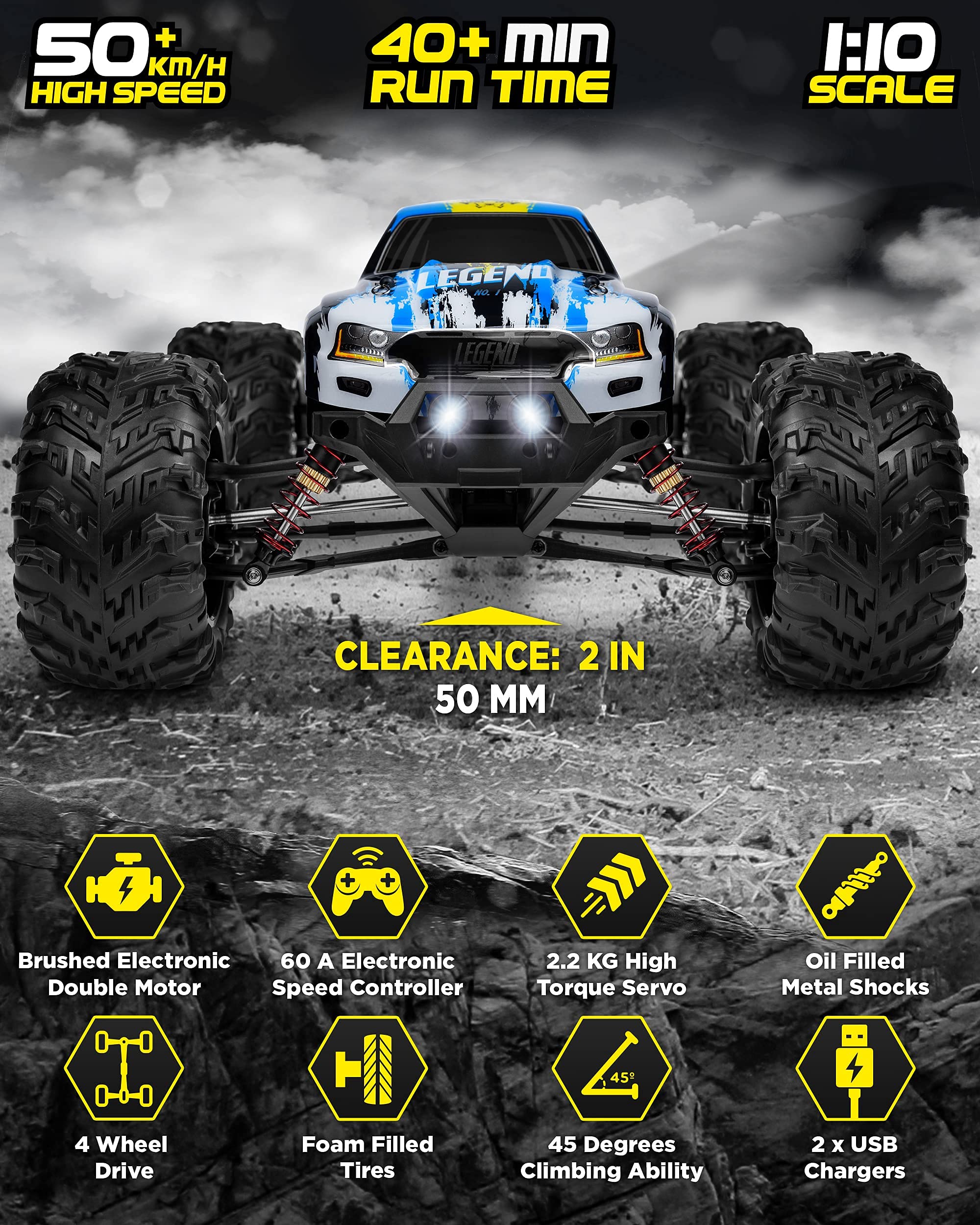 116 Brushless Large RC Car 60+ kmh Speed and 110 Scale Large RC Car