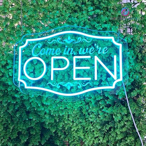 Miniatura 20 de Letrero LED de neón 'Abierto' para negocios, luces de neón de brillo ajustable para fiestas, bares, salones, tiendas, decoración de pared de hotel,