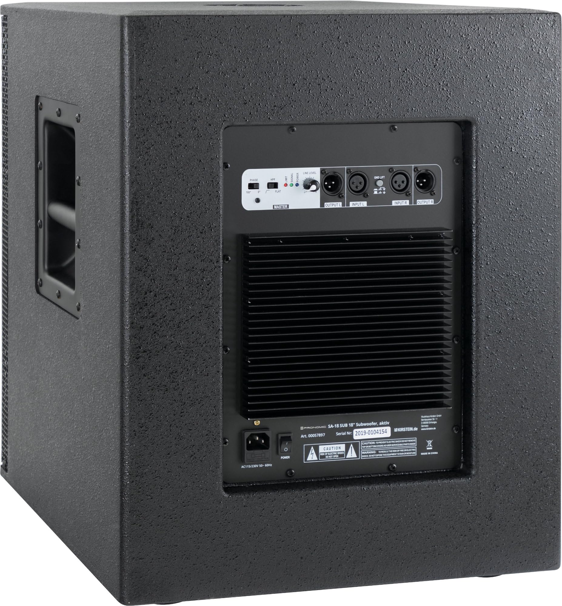 Pronomic SA-18 SUB Aktiv Subwoofer + Cover 2X Set - 2X 600 Watt Leistung - 18" Lautsprecher mit 2,5" Schwingspule - Frequenzbereich: 26-120 Hz - Max. SPL: 126 dB - inklusive Schutzhüllen