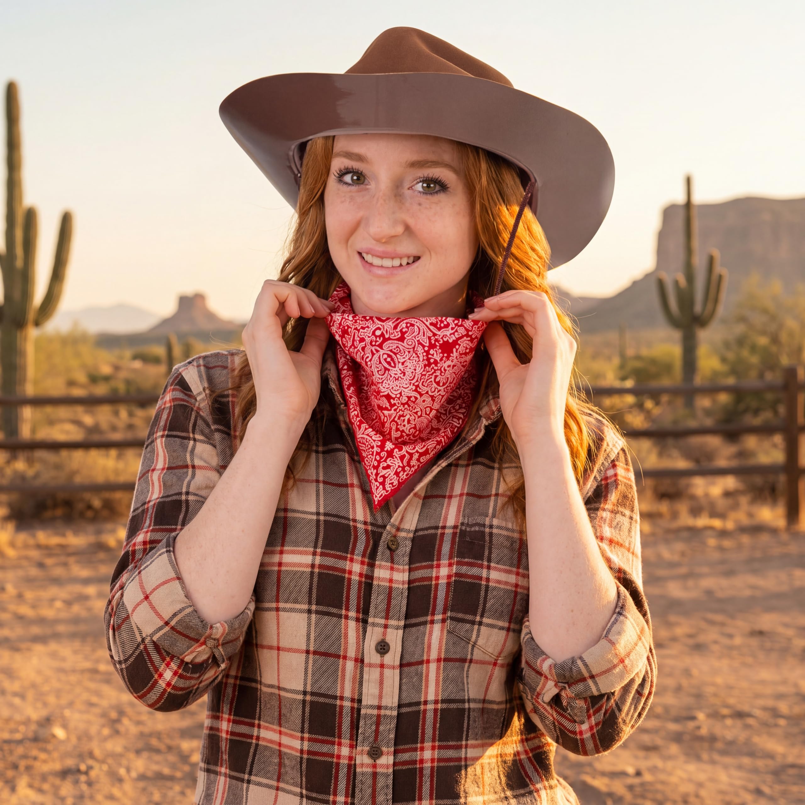 Set di 12 cappelli da cowboy occidentali in feltro a tesa larga per feste da cowgirl da uomo e donna, costume da festa (marrone)