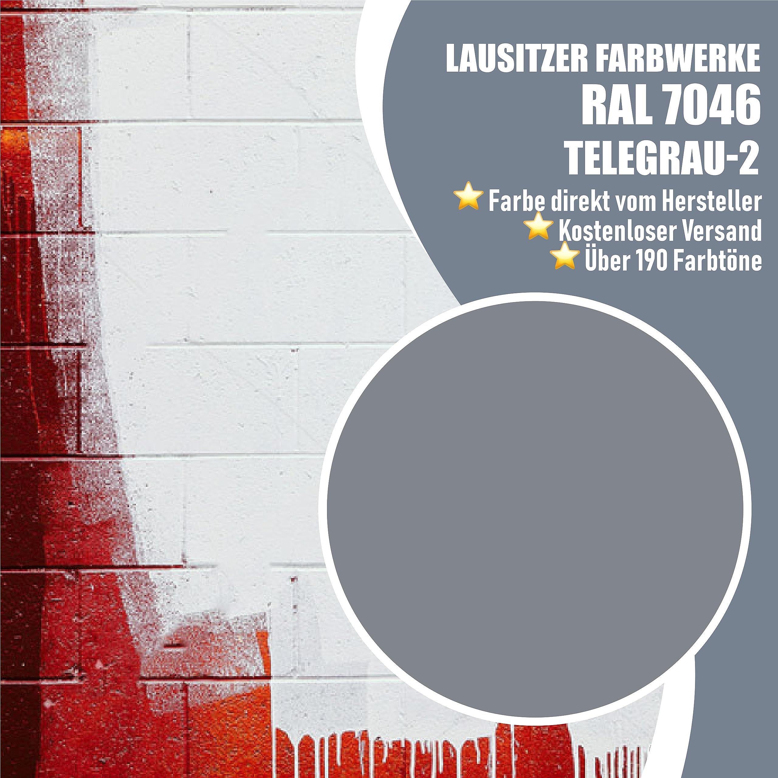 Lausitzer Farbwerke Betonfarbe SEIDENMATT Telegrau 2 RAL 7046 Grau Traditionelle Fassadenfarbe für mineralische Untergründe (Stein Mauer Beton Fassade Putz Zement) streichen & versiegeln (1 L)