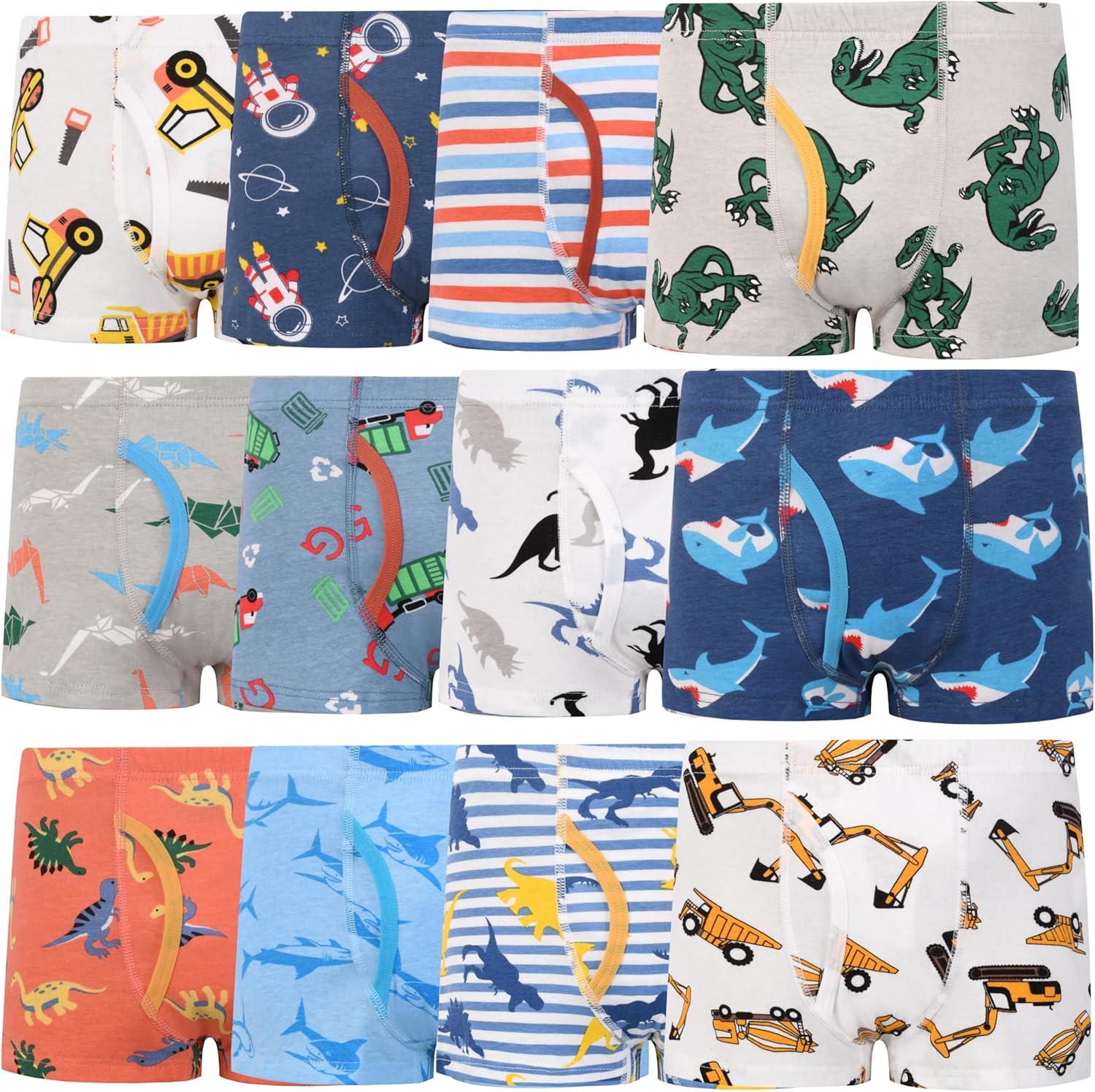 Boys Underwear 12 Pack Soft Boxer Brief Cotton Toddler Kids Animal Comfortable Panites