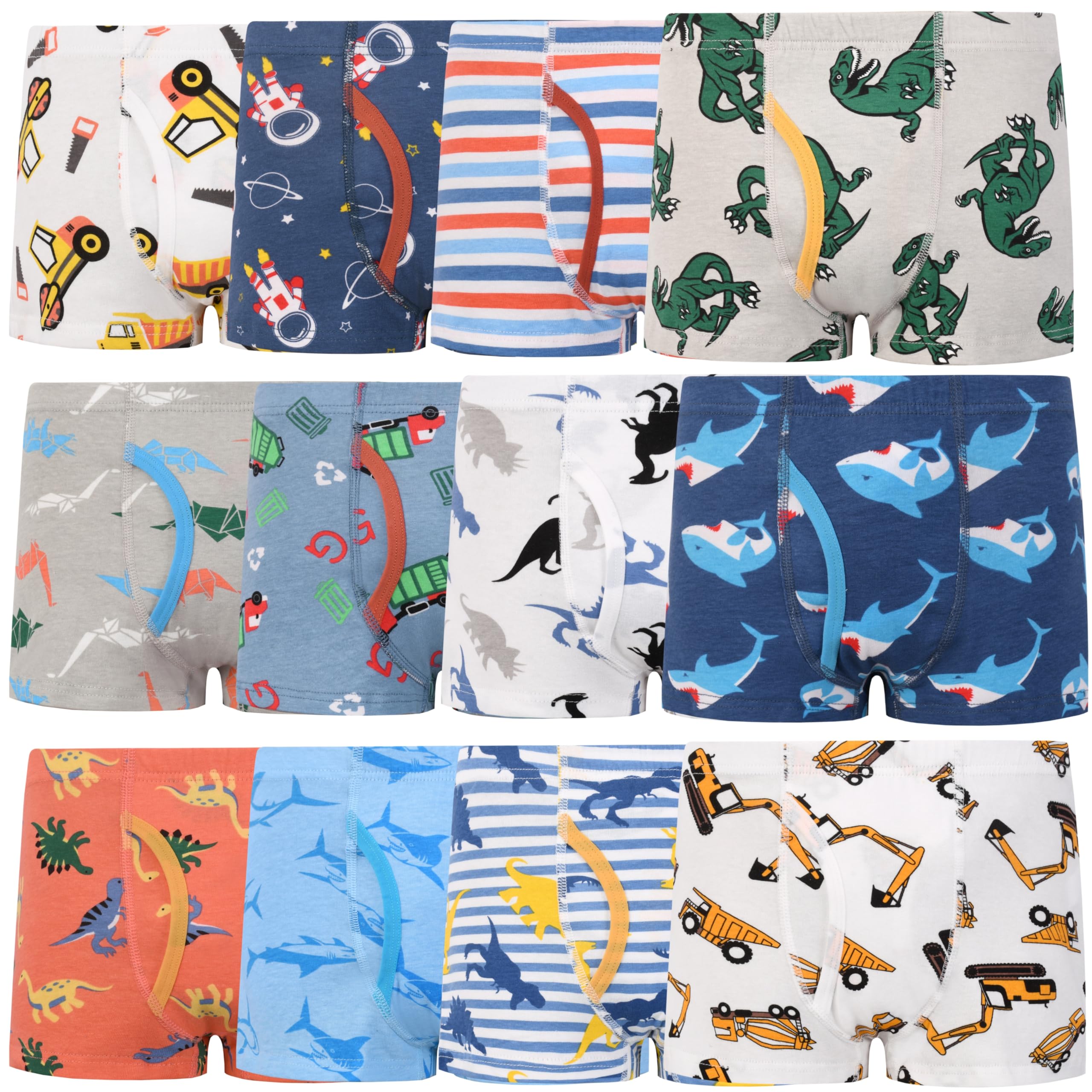 Boys Underwear 12 Pack Soft Boxer Brief Cotton Toddler Kids Animal Comfortable Panites