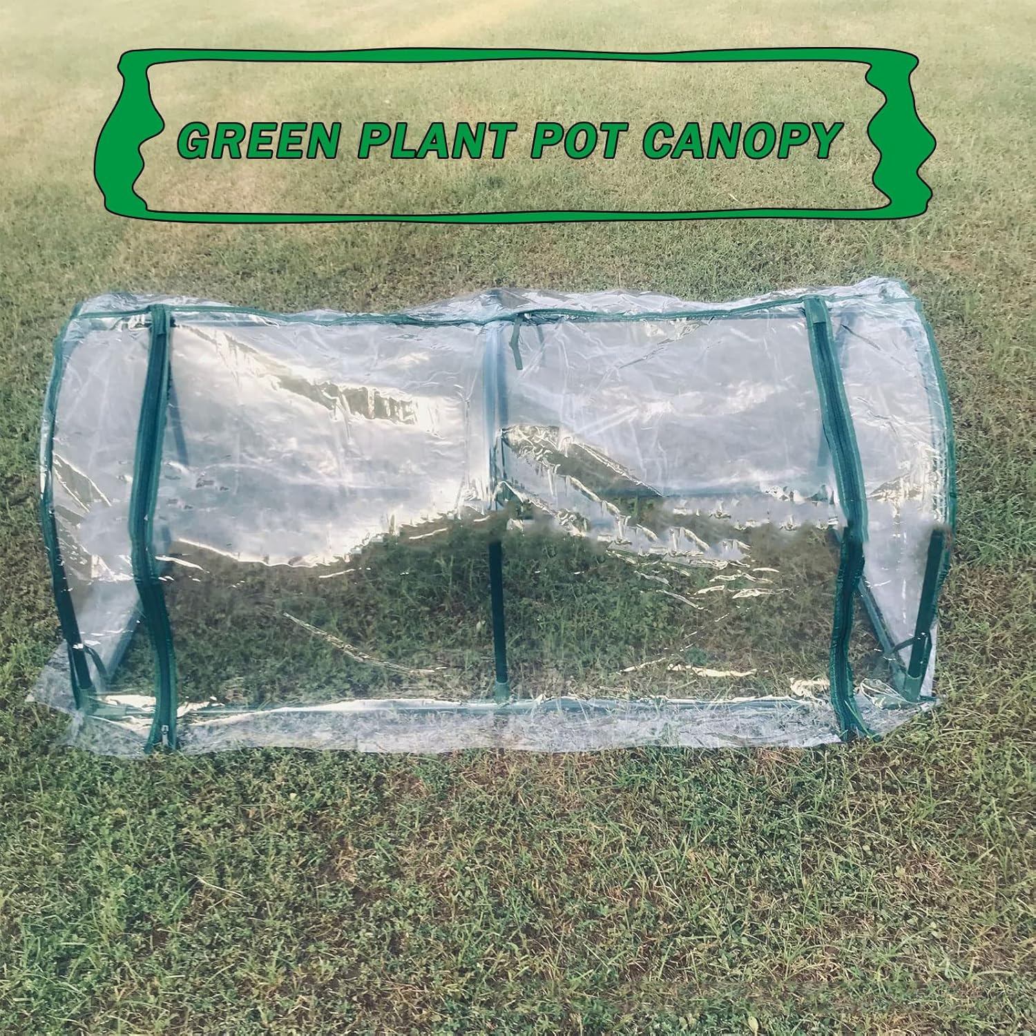 Portable Green House PE Cover and Roll-Up Zipper Door for Outdoor Plant Growing Small Tunnel Type Steel Pipe Flower Stand