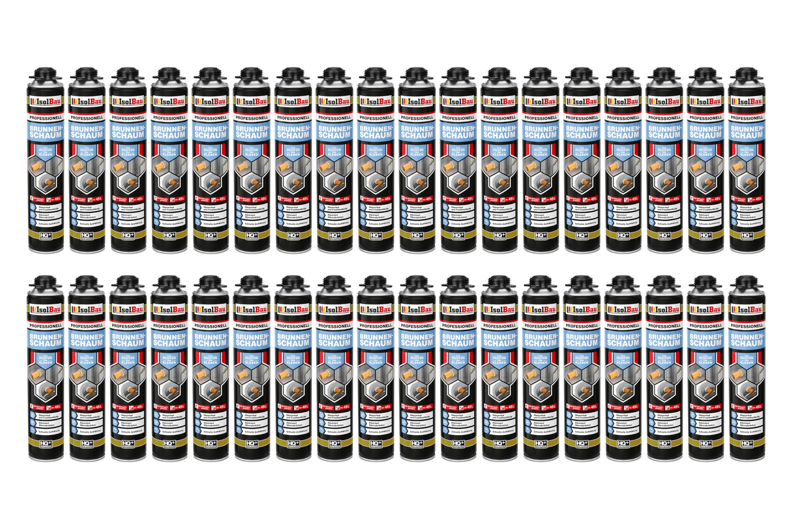Isolbau - Brunnenschaum 1K Bauschaum Wasserdicht Aussen und Innen - Montageschaum 36 x 750 ml - PU-Schaum - Pistolenschaum Dämmschaum Isolierschaum