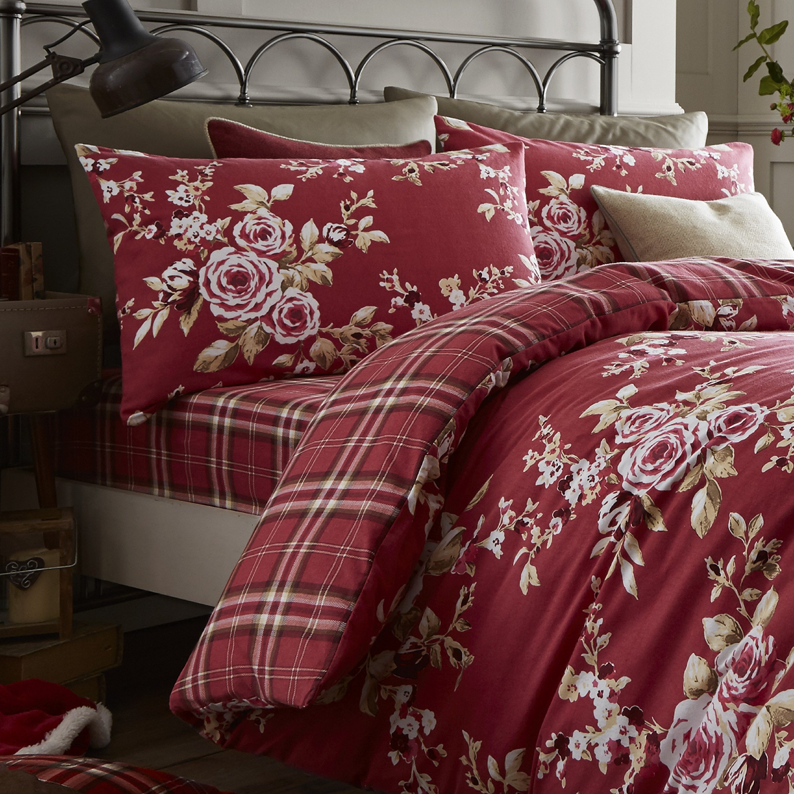 Catherine Lansfield Robins Set Copripiumino, Policotone, 2 Pezzi, Red Grembiule Rosso Con Pettirossi