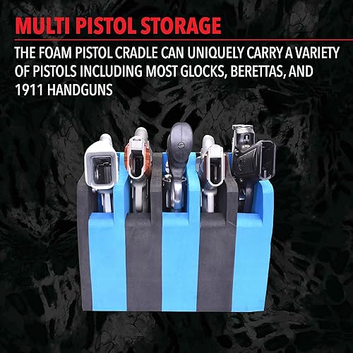 Miniatura 3 de G5 Outdoors Soft Foam 5 Medium Frame Pistola Cradle Holder Organizador para Almacenamiento Seguro Pistola - NegroAzul