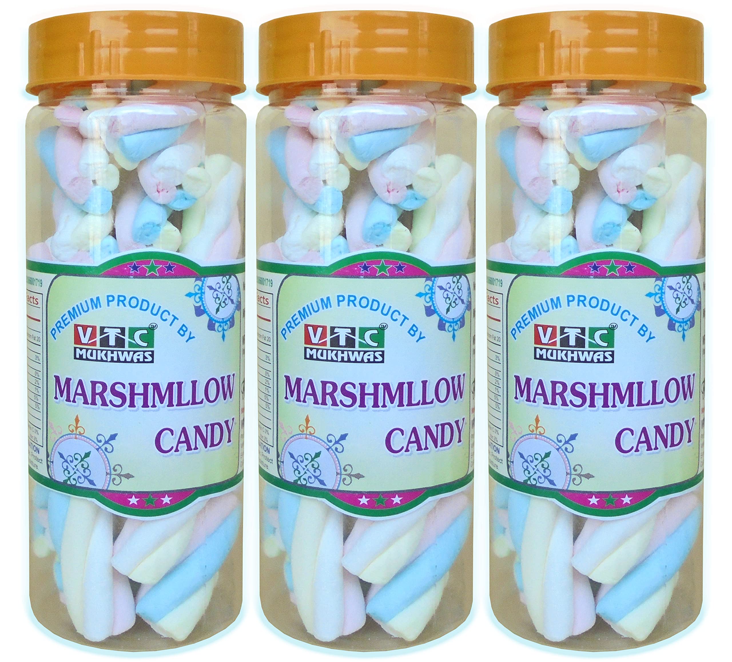 VTC MUKHWAS Marshmallows Pure Veg Sprial Shape Strawberry/Vanilla Flavour | Vegetarian Marshmallow Candy (Marshmallows 90 Pcs)