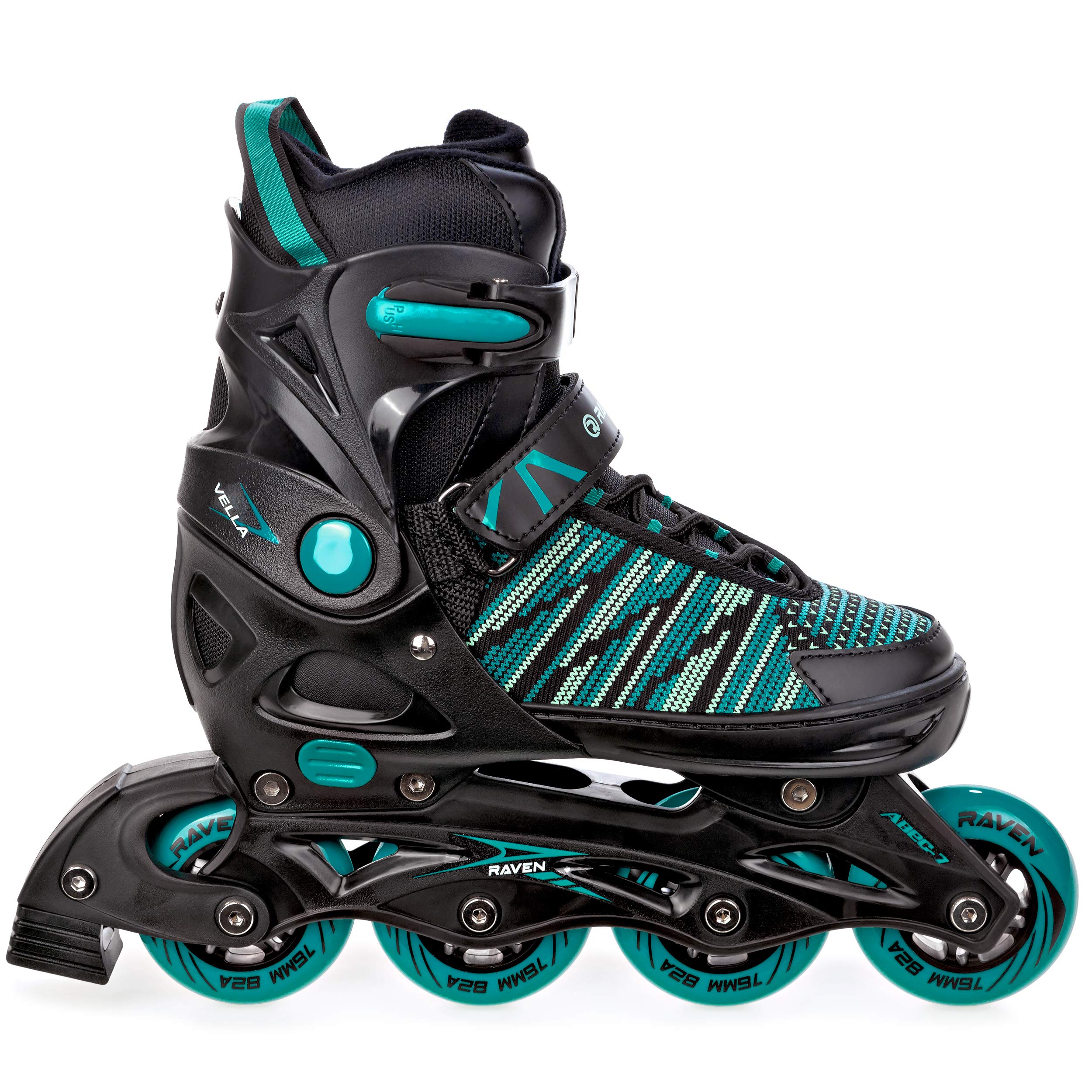 Raven - Roller en Ligne Vella du 33 au 36 Adulte Enfant Mixte Taille Ajustable Noir Raven