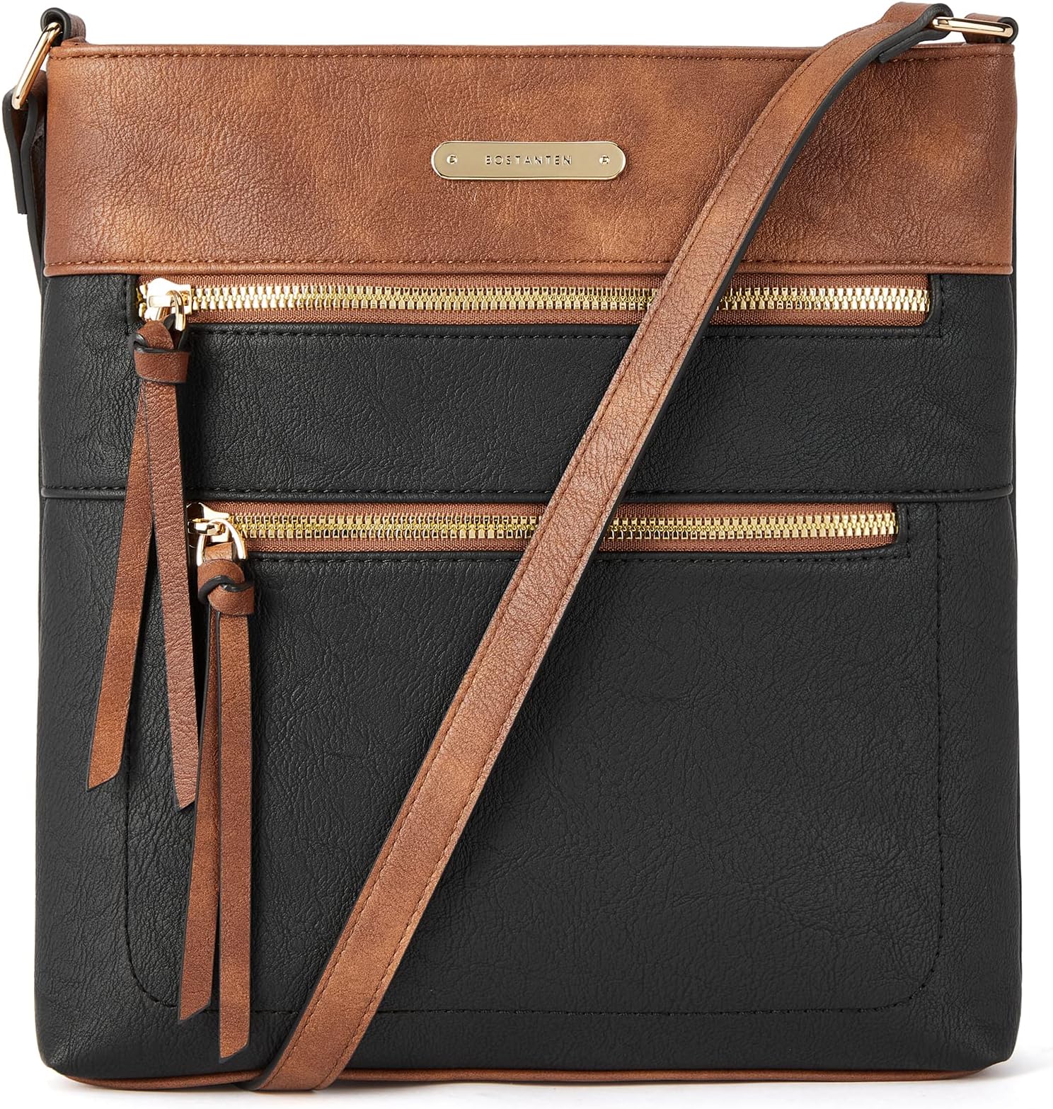 BOSTANTEN Crossbody Bags Purses for Women Trendy Soft Leather Shoulder Handbags with Adjustable Strap Zipper Pocket