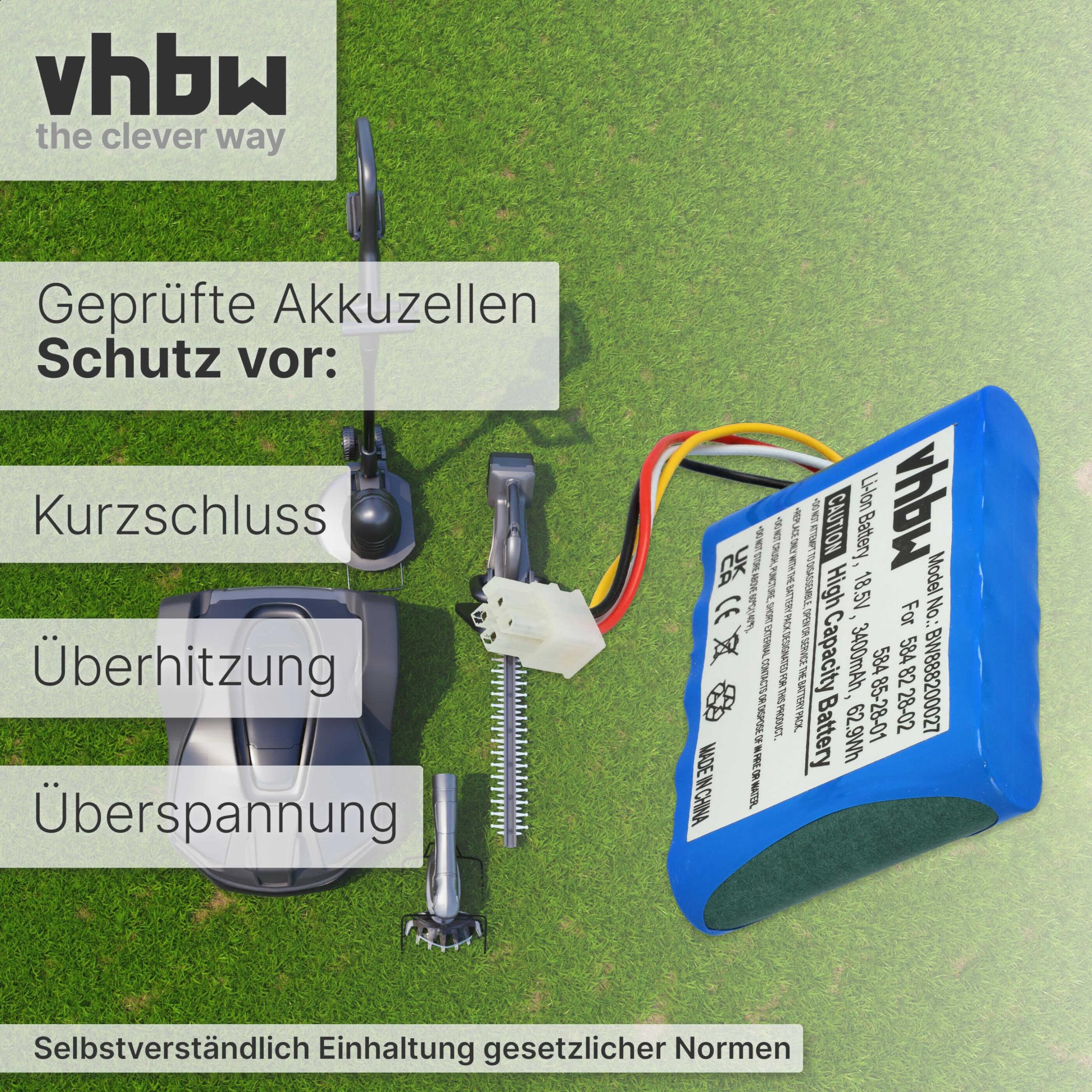 vhbw batteria compatibile con Husqvarna Automower 310 (2015-2018) rasaerba 3400mAh 18,5V Li-Ion