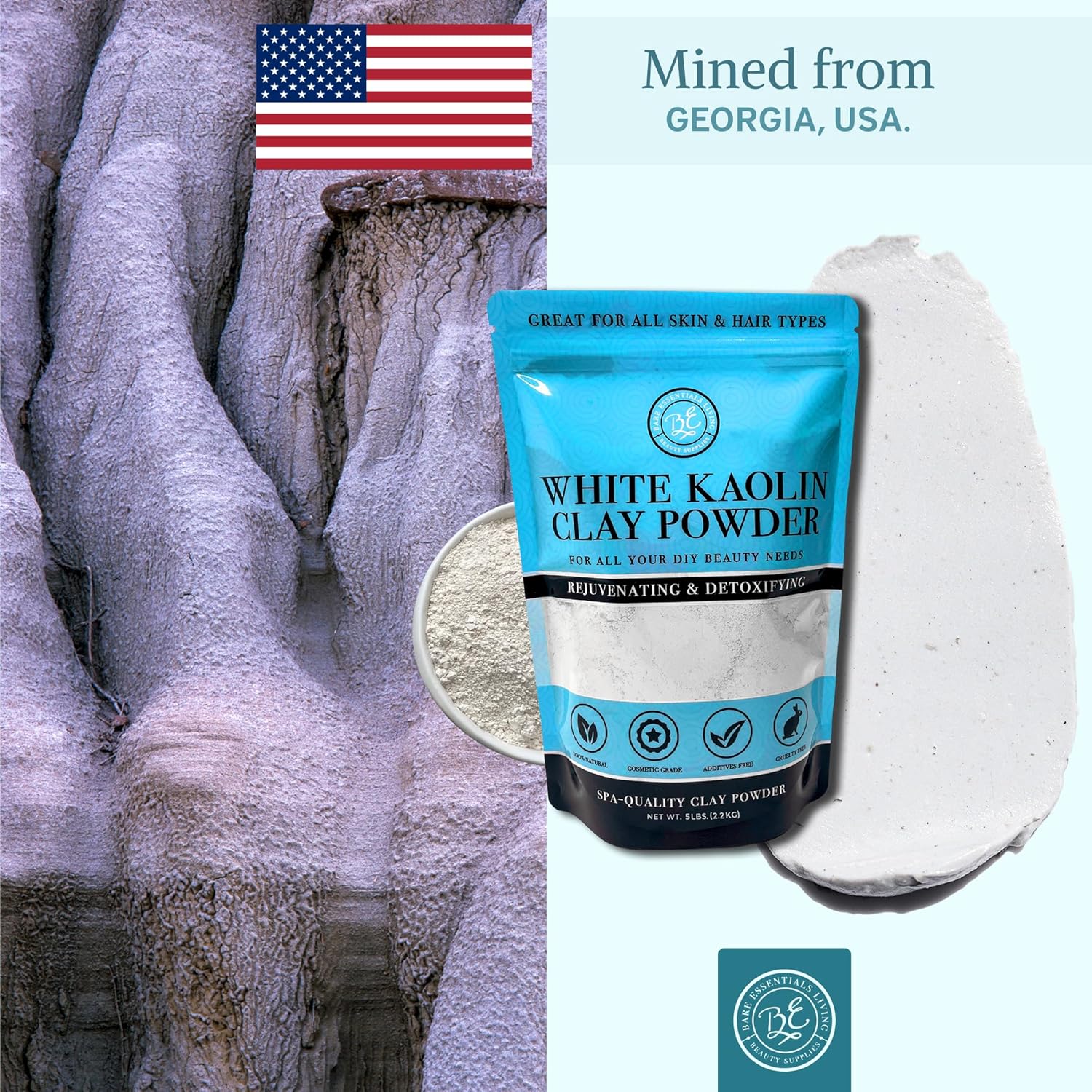 Bare Essentials Living - White Kaolin Clay Powder (5 lb) 100% Natural White Powdered Clay for Seed Bombs, White Clay Mask, DIY Spa, Soap, Bath Bomb, Deodorant, Can be Used as Kaolin Clay for Gardening - Image 7