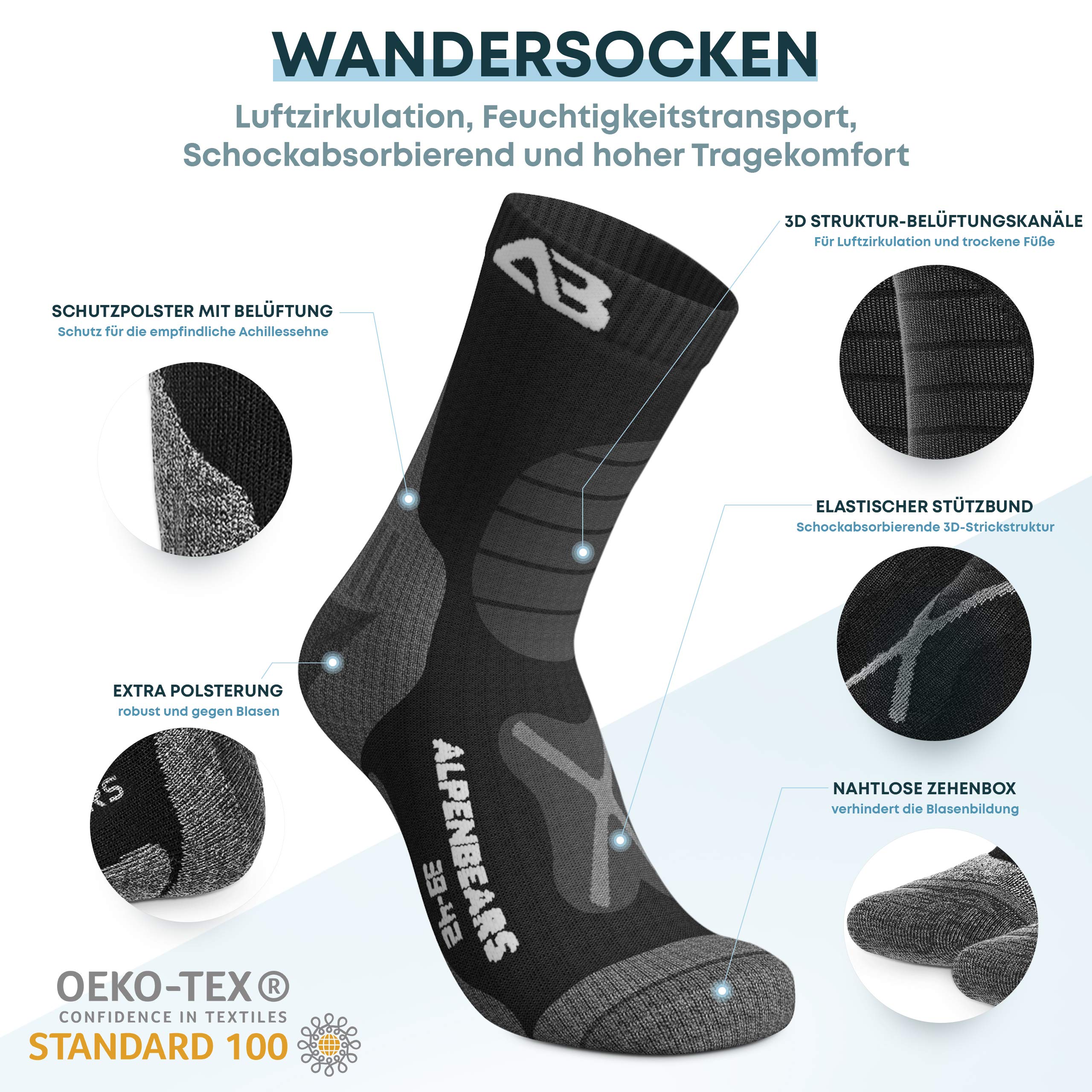 Calcetines de senderismo de lana merina pack de 2 pares para mujer hombre y niño