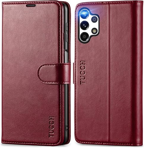 TUCCH Funda tipo cartera para Galaxy A32M32 5G, TPU a prueba de golpes, funda interior bloqueo RFID, ranura para tarjetas, función atril, funda