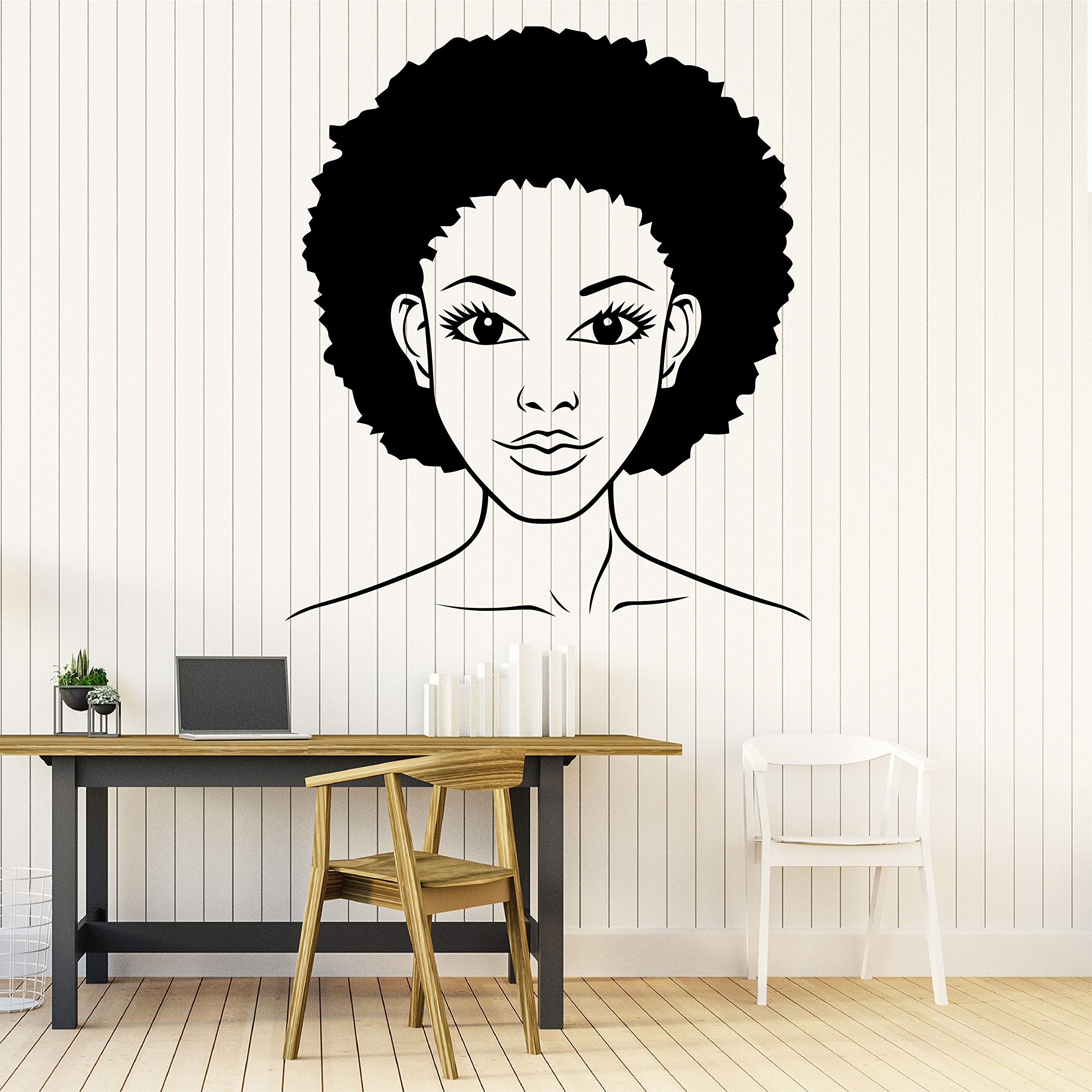 22 x 25 in Afro Wall Art Decals Decor - Afro American African Girl Hair Black Women Salon Stickers - Afro Decorations Pictures Posters Motivational Inspirational Quotes 308
