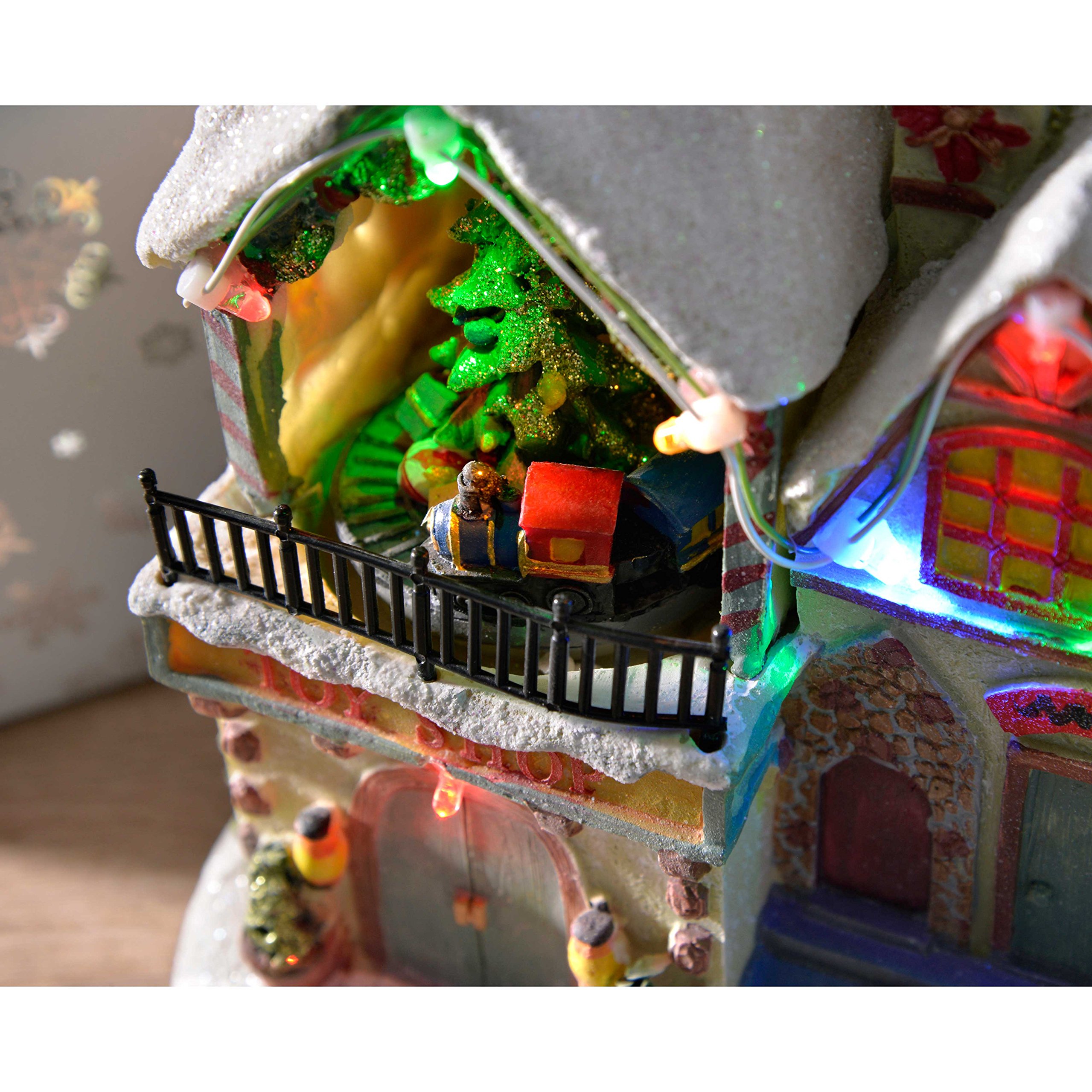 WeRChristmas Pre-Lit LED Christmas House Scene with Rotating Tree Decoration, 17 cm - Multi-Colour, Multicolour, 20 x 15 x 10 cm - Image 4