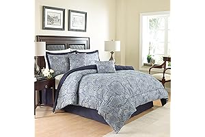 Traditions by Waverly Paddock Modern Farmhouse Floral 6-Piece Comforter Set in Porcelain:...
