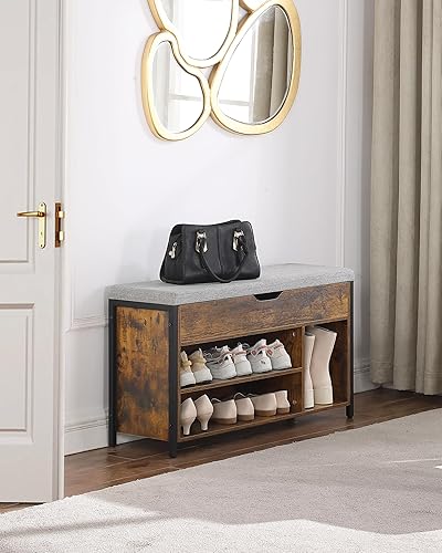 Miniatura 2 de Kebuz House Banco de zapatos, banco de almacenamiento de zapatos con caja de almacenamiento elevable, organizador de zapatos de 2 niveles,