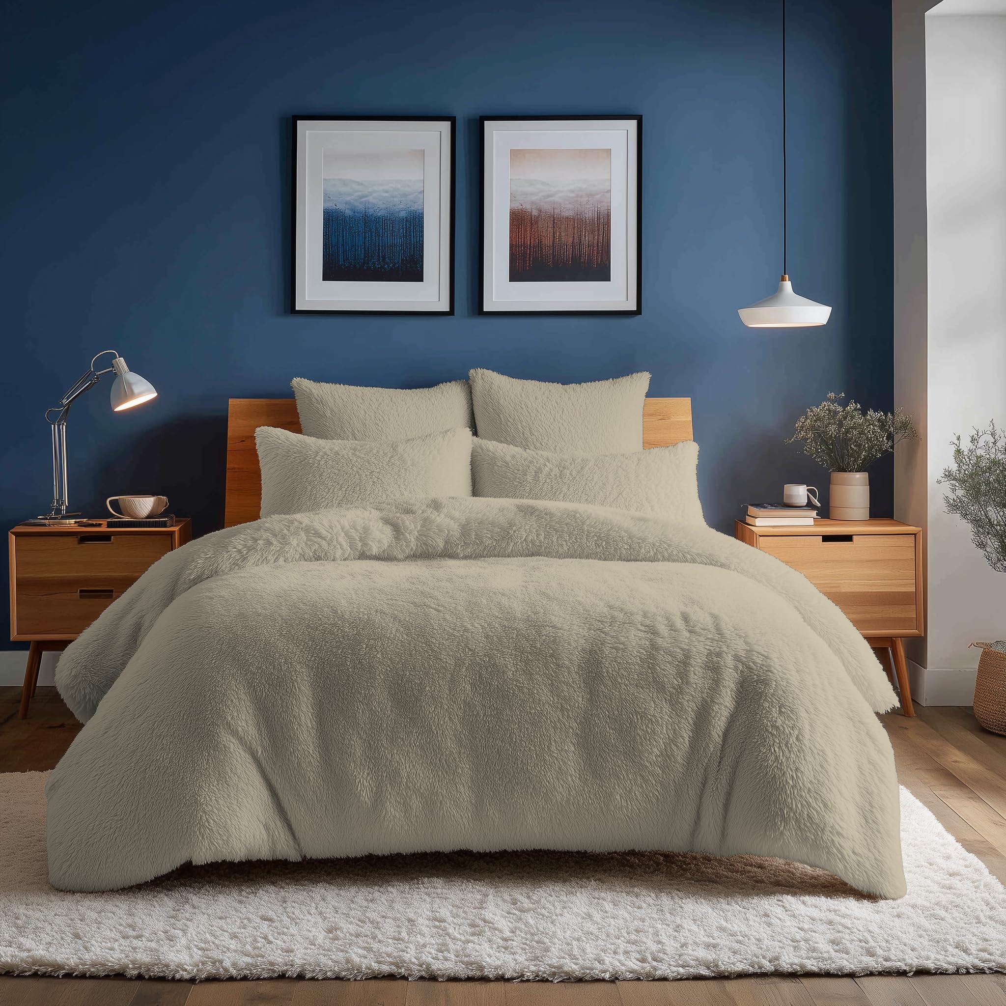 Home Sweet Home UK Fluffy Soft Touch Double Teddy Bear Bedding Set Duvet Cover & Pillowcases- Cozy & Warm Teddy Fleece Duvet Cover Set - Thermal Teddy Fleece Bedding Sets – Machine Washable