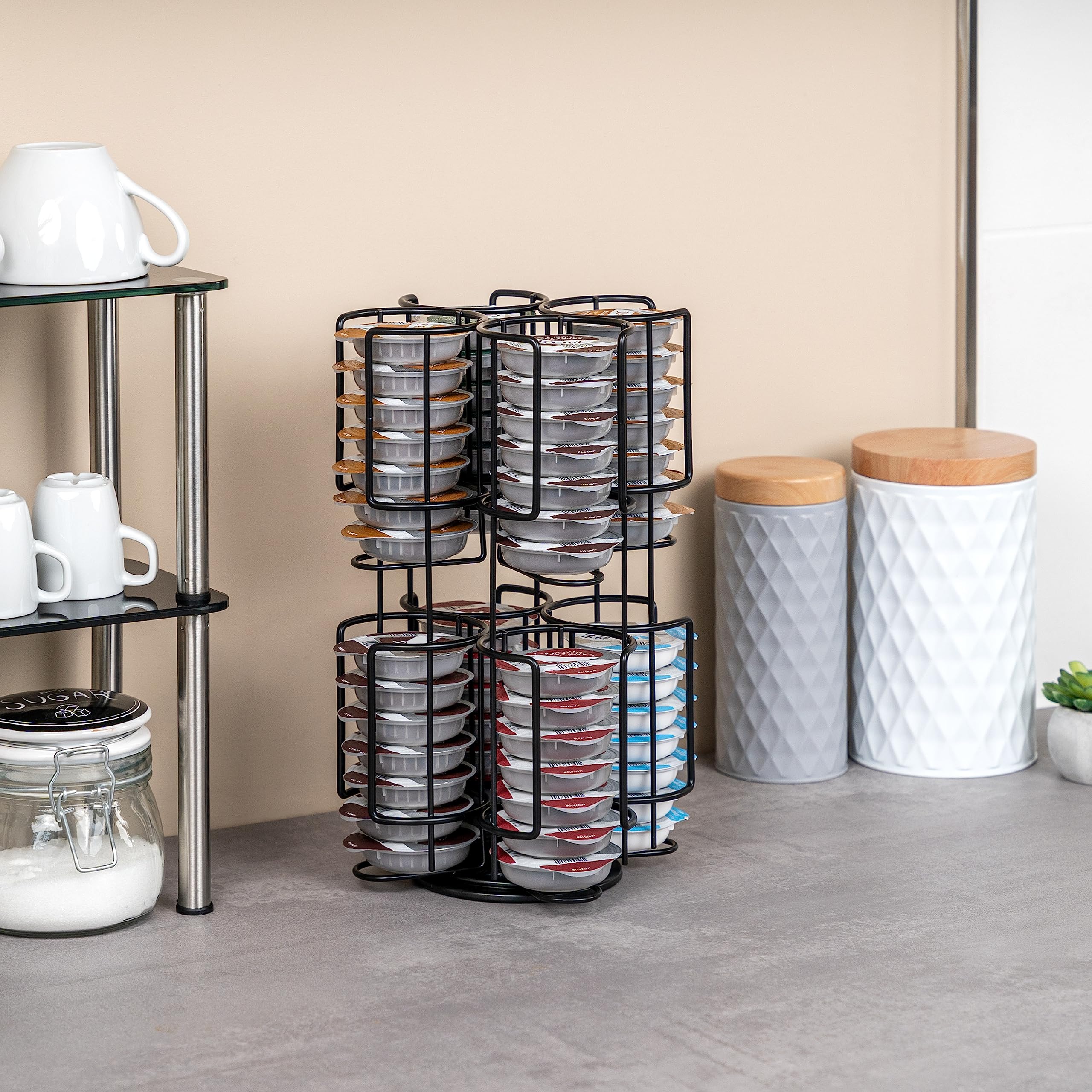 eluno Soporte para cápsulas Tassimo, capacidad para hasta 64 cápsulas, giratorio 360°, soporte para cápsulas, color negro