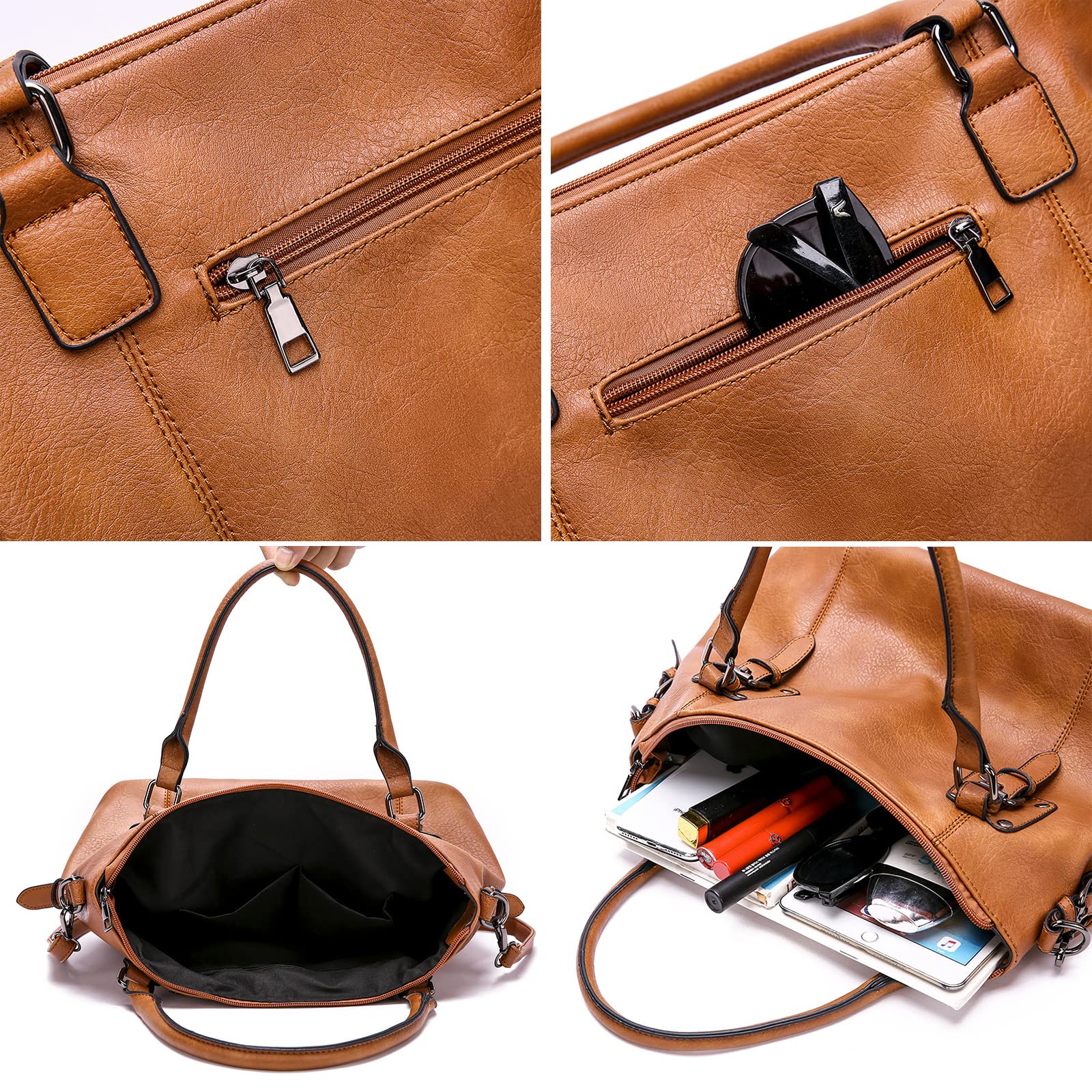 Damenhandtasche Set aus PU-Leder Damen Hobo Handtasche Tasche Vintage Schultertasche Hobo Damentasche Henkeltasche Umhängetasche Retro Taschen für Frauen Mutter
