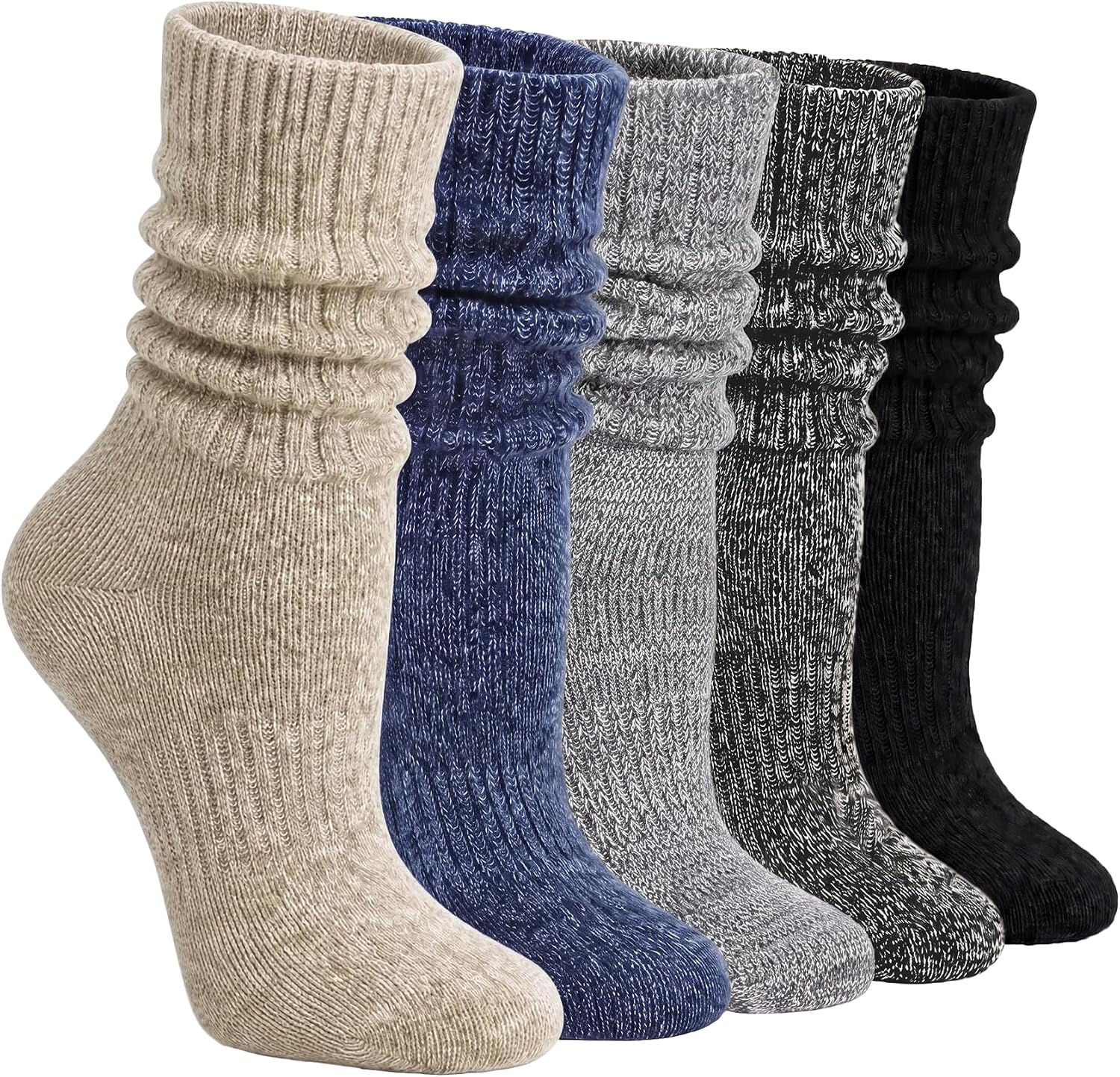 Slouchy Socks for Women, Winter Scrunch Merino Wool Socks