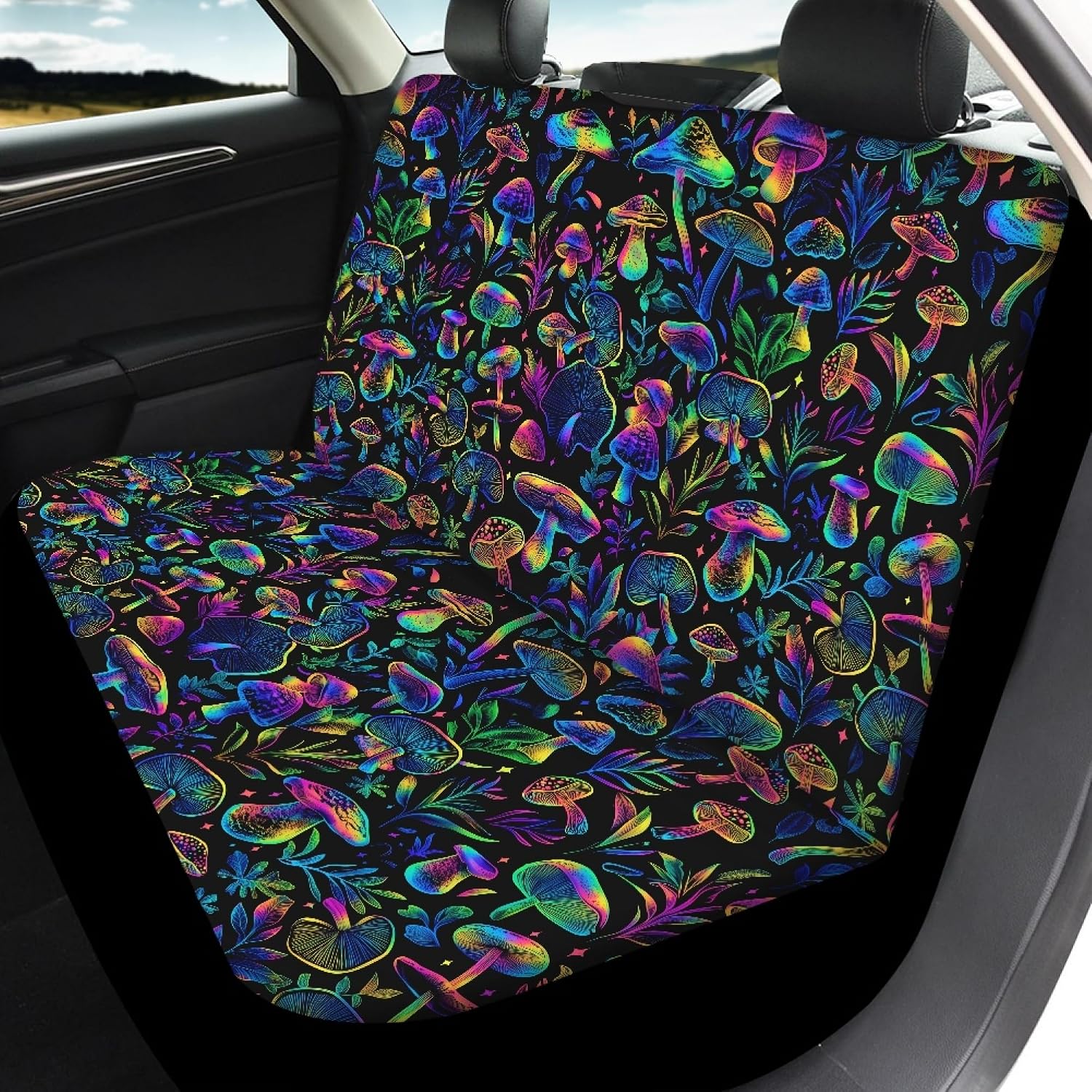 Mushroom Print Car Seat Covers Full Set 4 Pcs Front and Rear Easy to Install Automotive Interior Car Seat Protectors for Men Women