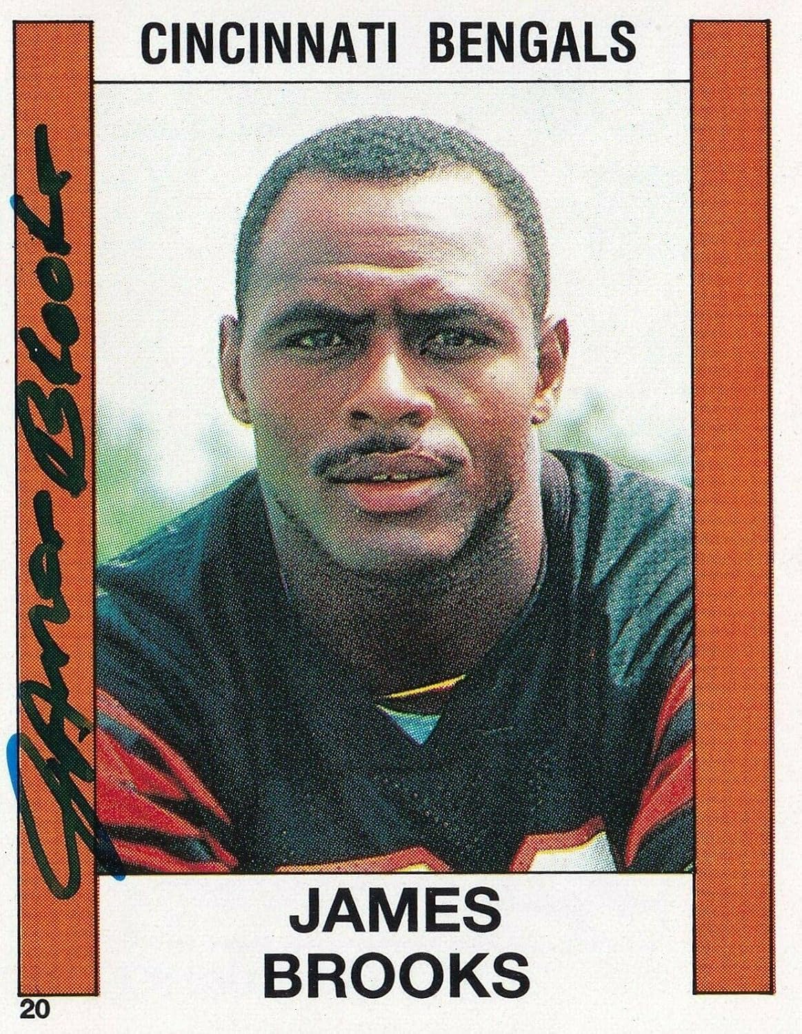 James Brooks Signed 1988 Panini Stickers Bengals Football Card 20 Star