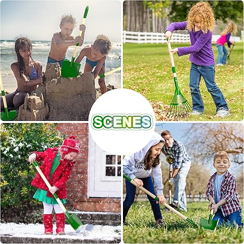 Miniatura 4 de Duckura Juego de herramientas de jardinería para niños, juego de 7 piezas de carretilla para niños con pala, rastrillo, rastrillo de hojas, verano