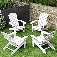 Vista 38 de YEFU Silla Adirondack de plástico resistente a la intemperie, sillas de patio con instalación fácil en 5 pasos, se ve exactamente como madera real